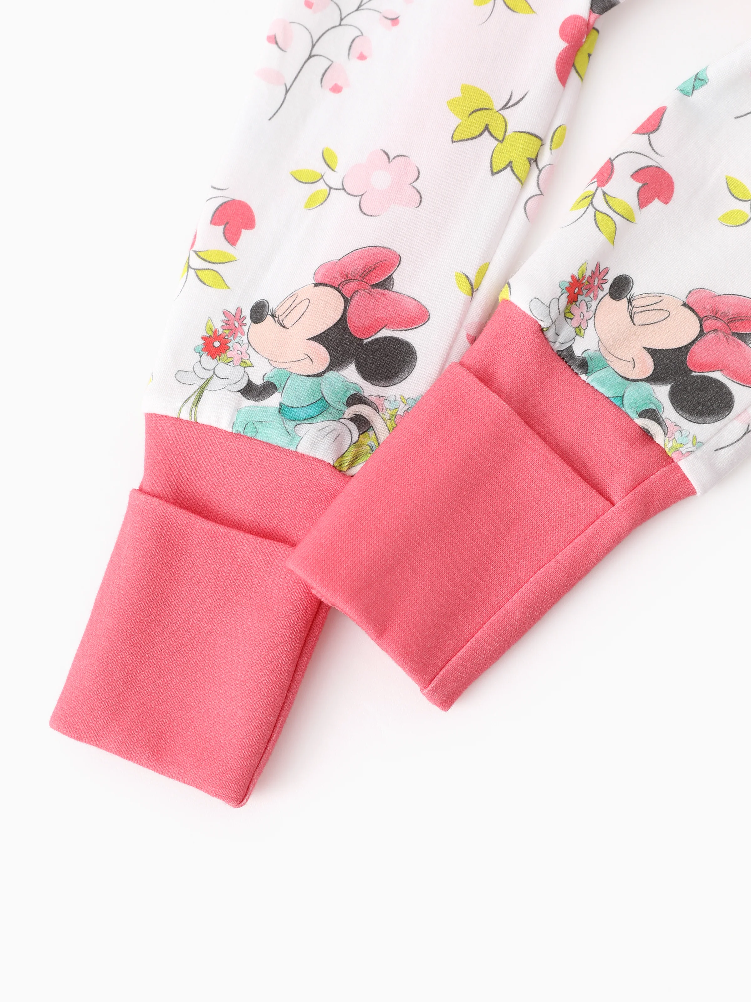 Disney Mickey and Friends Baby Girl Minnie Organic Cotton Colorblock Ribbed Cuffs Jumpsuit Pink Pink - Image 7