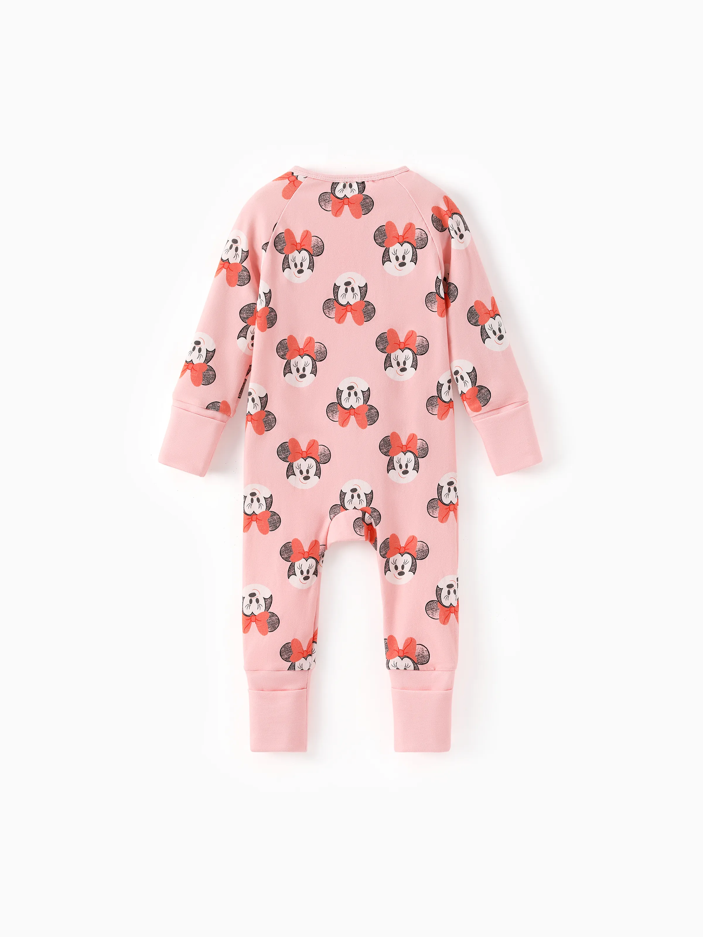 Disney Mickey and Friends Baby Girl Minnie Organic Cotton Ribbed Cuffs Jumpsuit Pink - Image 3
