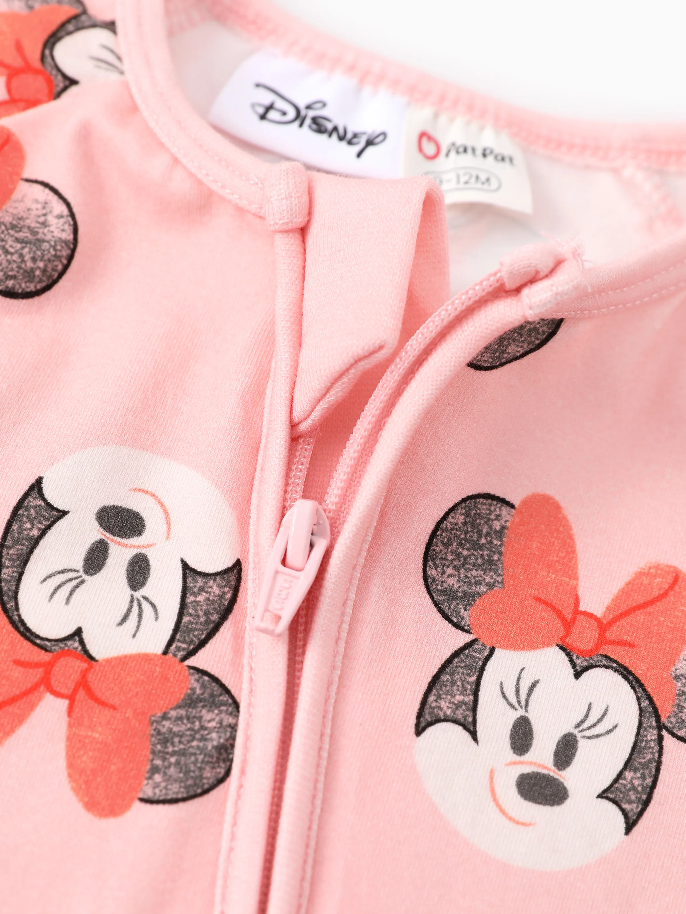 Disney Mickey and Friends Baby Girl Minnie Organic Cotton Ribbed Cuffs Jumpsuit Pink - Image 5