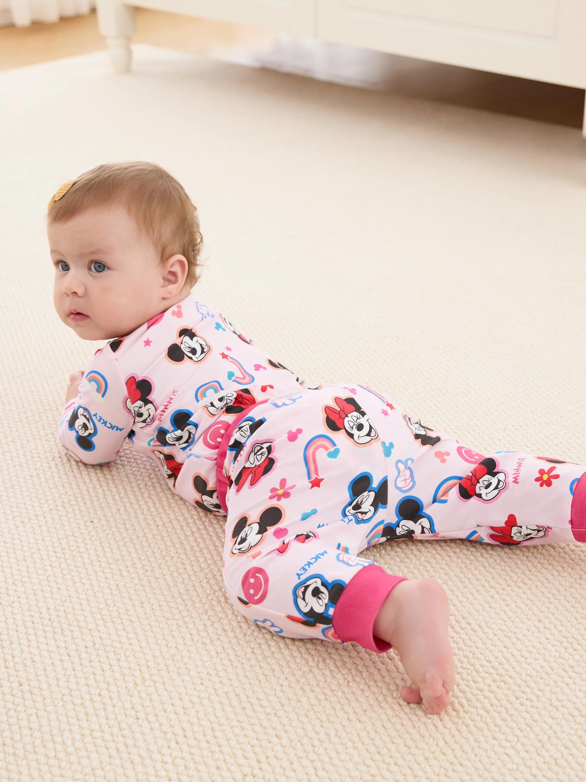 Disney Mickey and Friends Baby Girl 2pcs Minnie Bodysuits and Pants Set Pink - Image 4