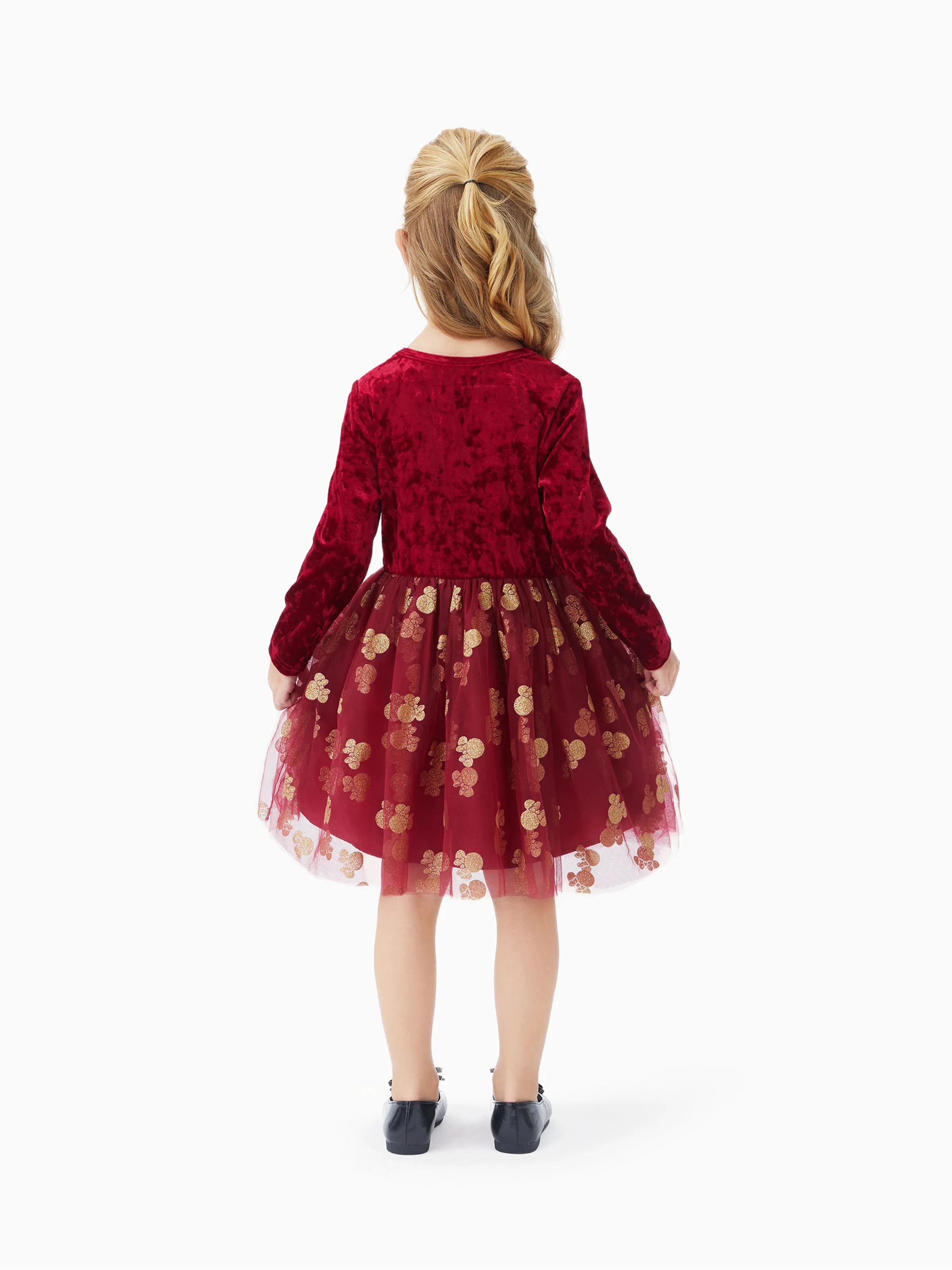 Disney Mickey and Friends Baby/Todder Girl 1pc Character Minnie Mouse Velet Tulle Dress WineRed - Image 3