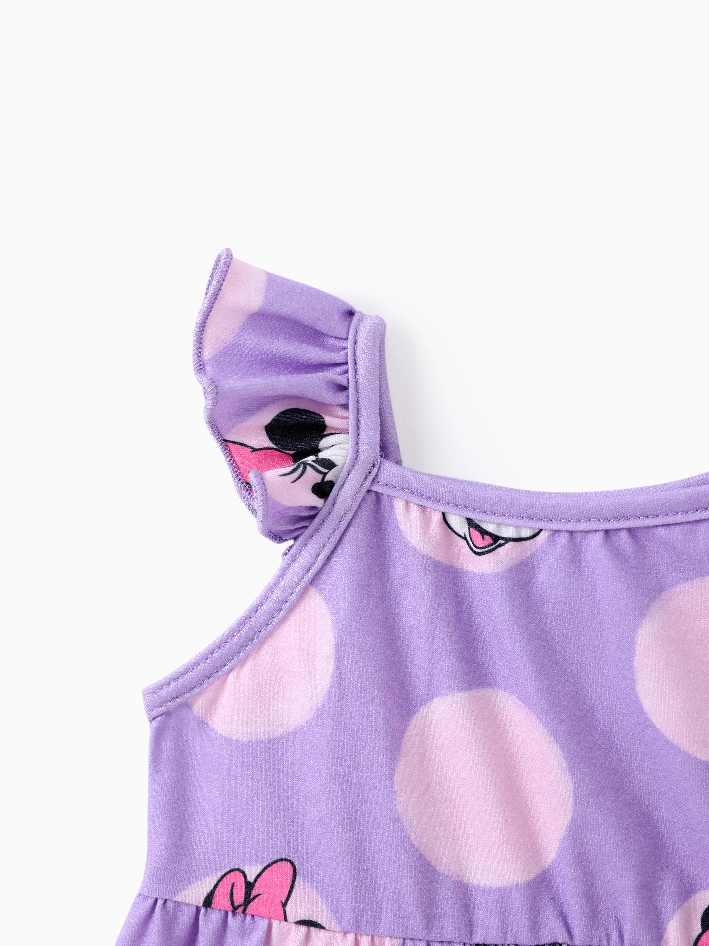 Disney Mickey and Friends Baby/Toddler Girl Minnie Character Print Ruffled Sleeve Dress Purple - Image 4