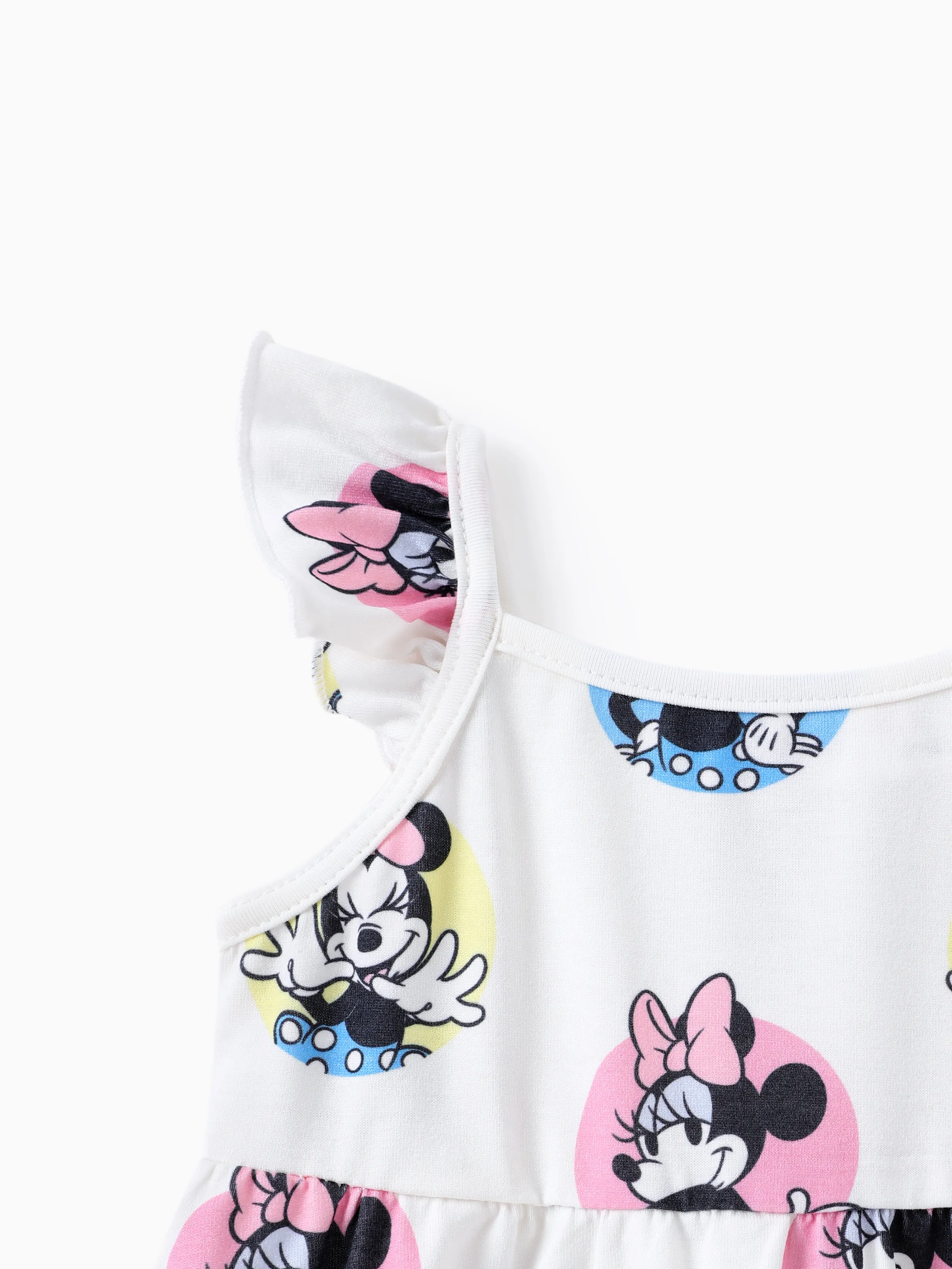 Disney Mickey and Friends Baby/Toddler Girl Minnie Character Print Ruffled Sleeve Dress White - Image 4