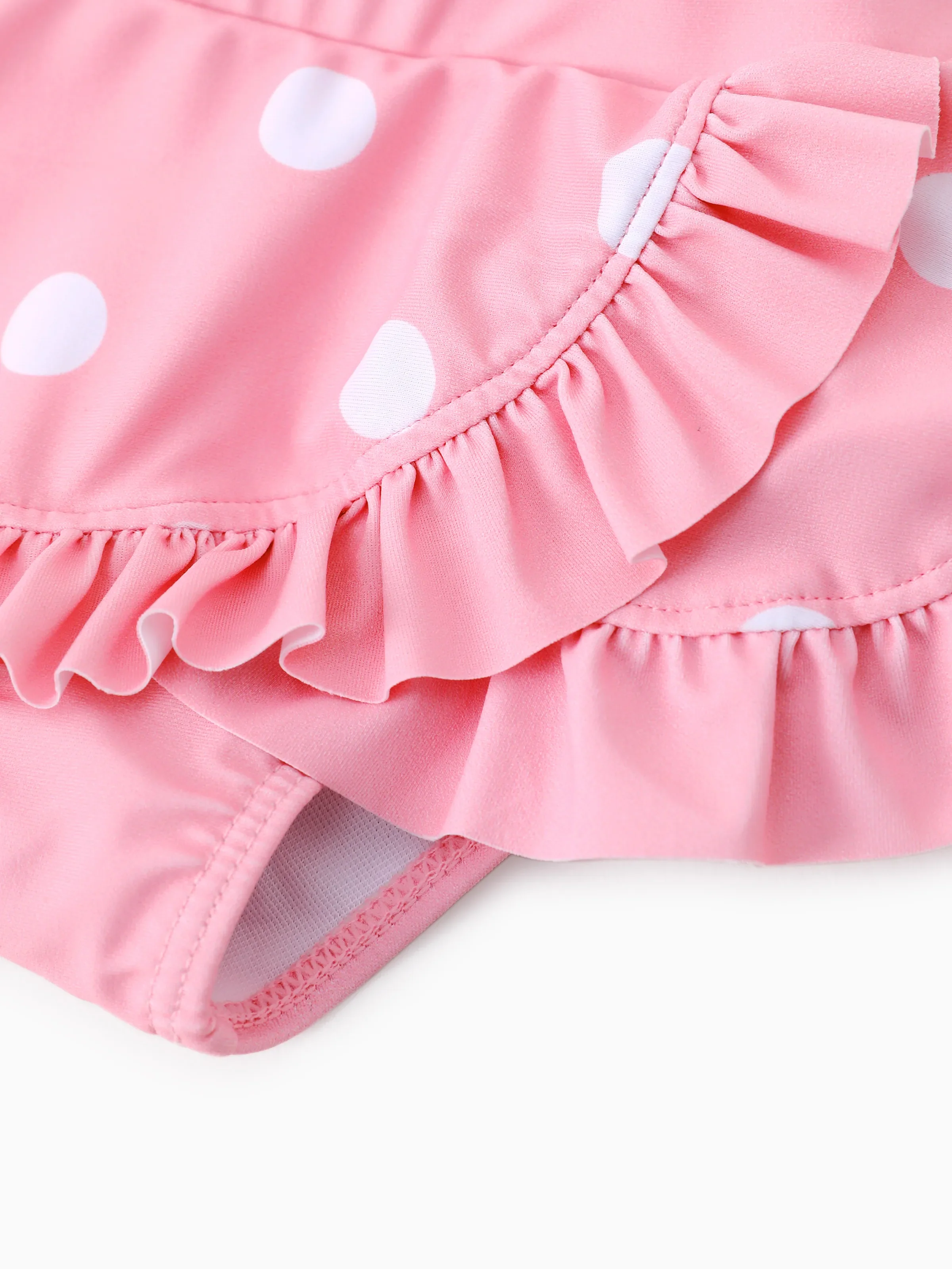 Disney Mickey and Friends Baby/Toddler Girl 2pcs Watermelon Polka Dots Embroidered Minnie Patch Swimsuit Pink - Image 5