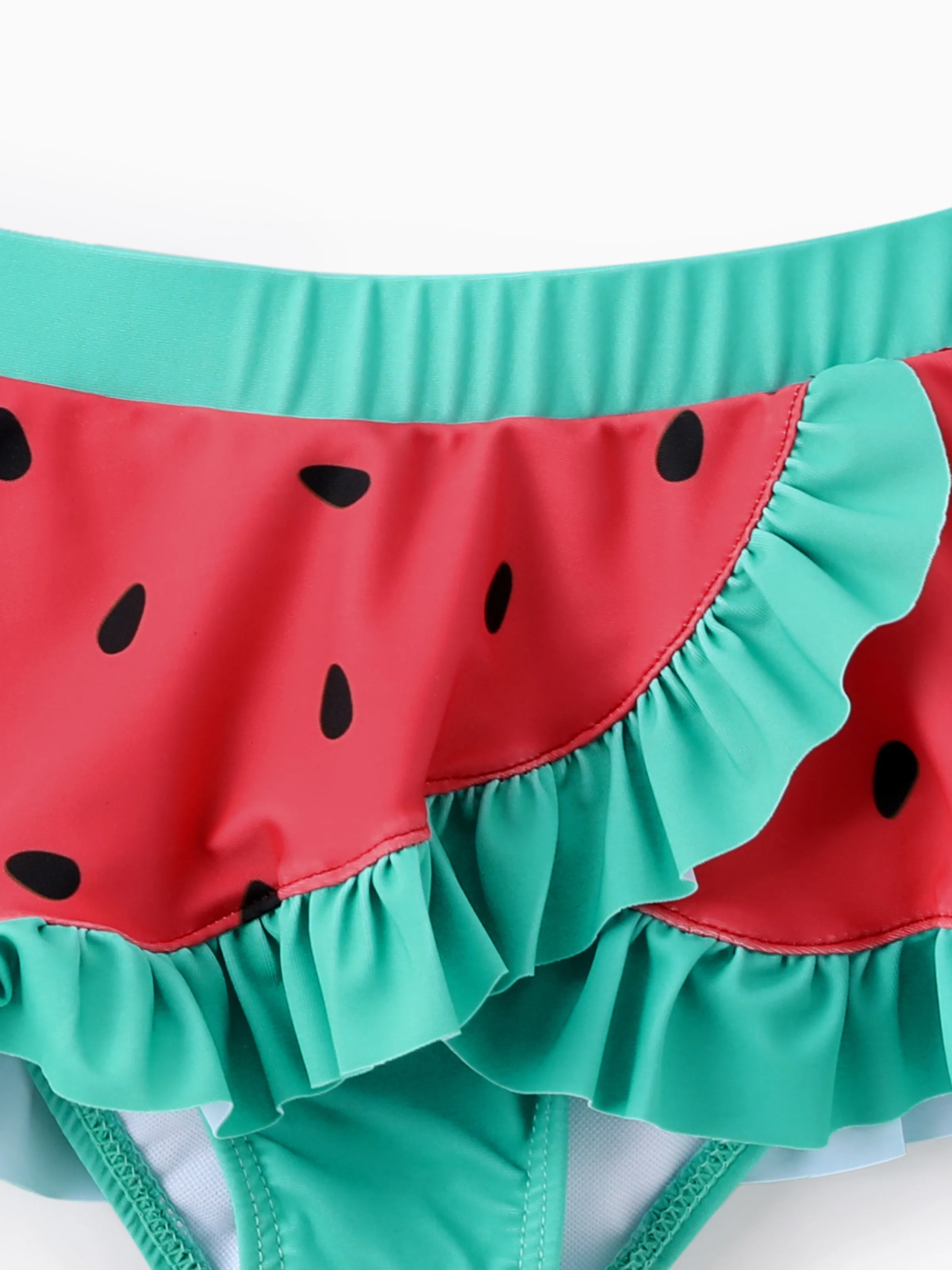 Disney Mickey and Friends Baby/Toddler Girl 2pcs Watermelon Polka Dots Embroidered Minnie Patch Swimsuit Watermelonred - Image 5