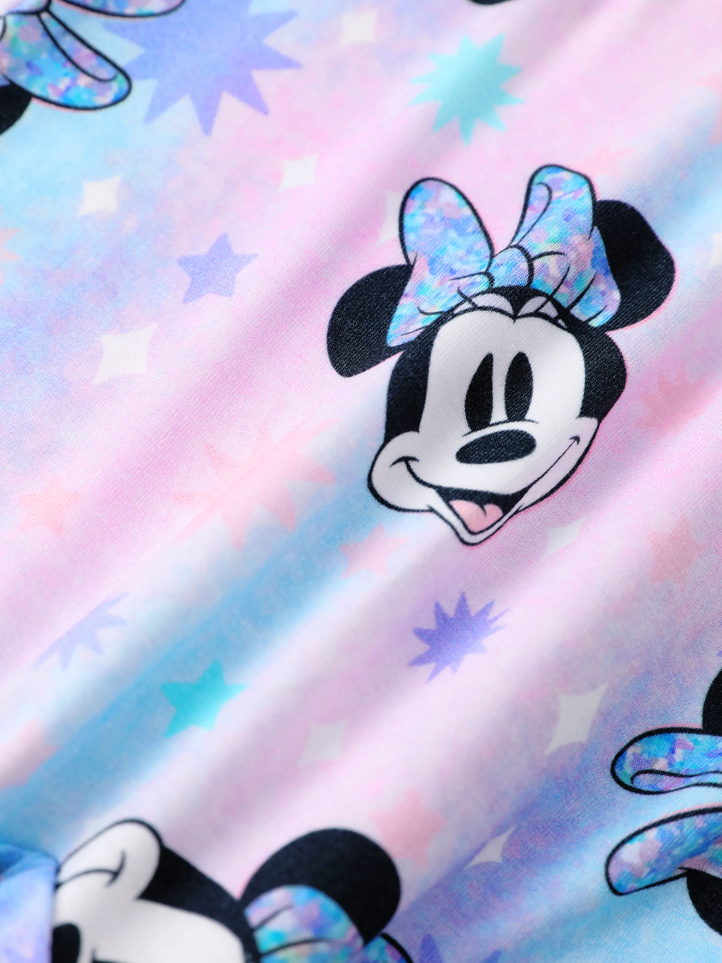 Disney Mickey and Friends Bamboo Baby Girl  Minnie Printed 2-Way Zipper Anti Slip Long-sleeve Footie Pink purple - Image 2