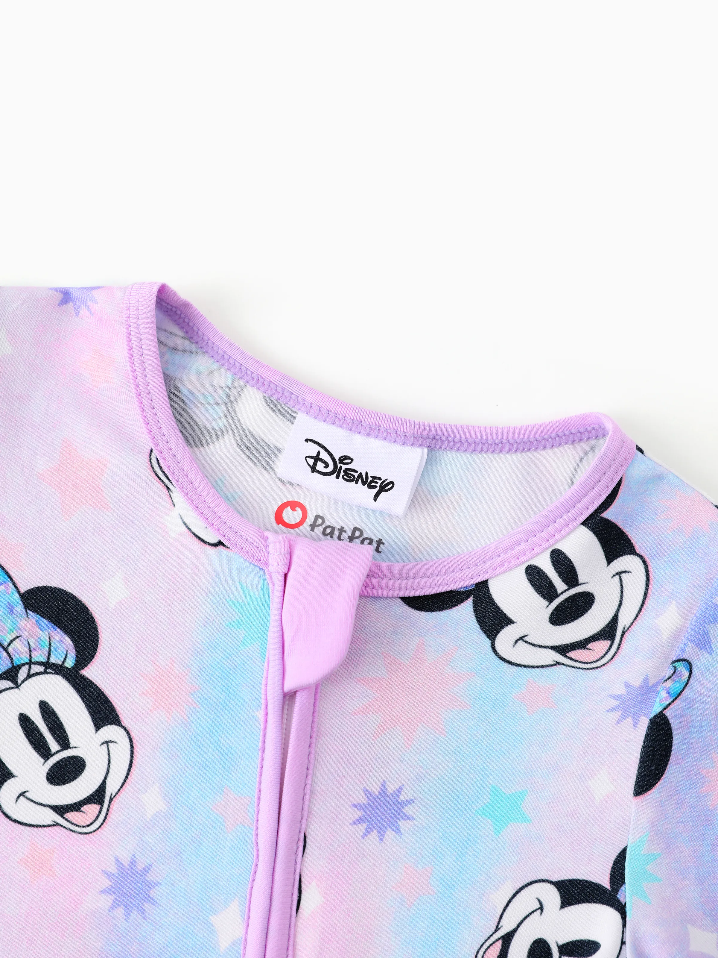Disney Mickey and Friends Bamboo Baby Girl  Minnie Printed 2-Way Zipper Anti Slip Long-sleeve Footie Pink purple - Image 5