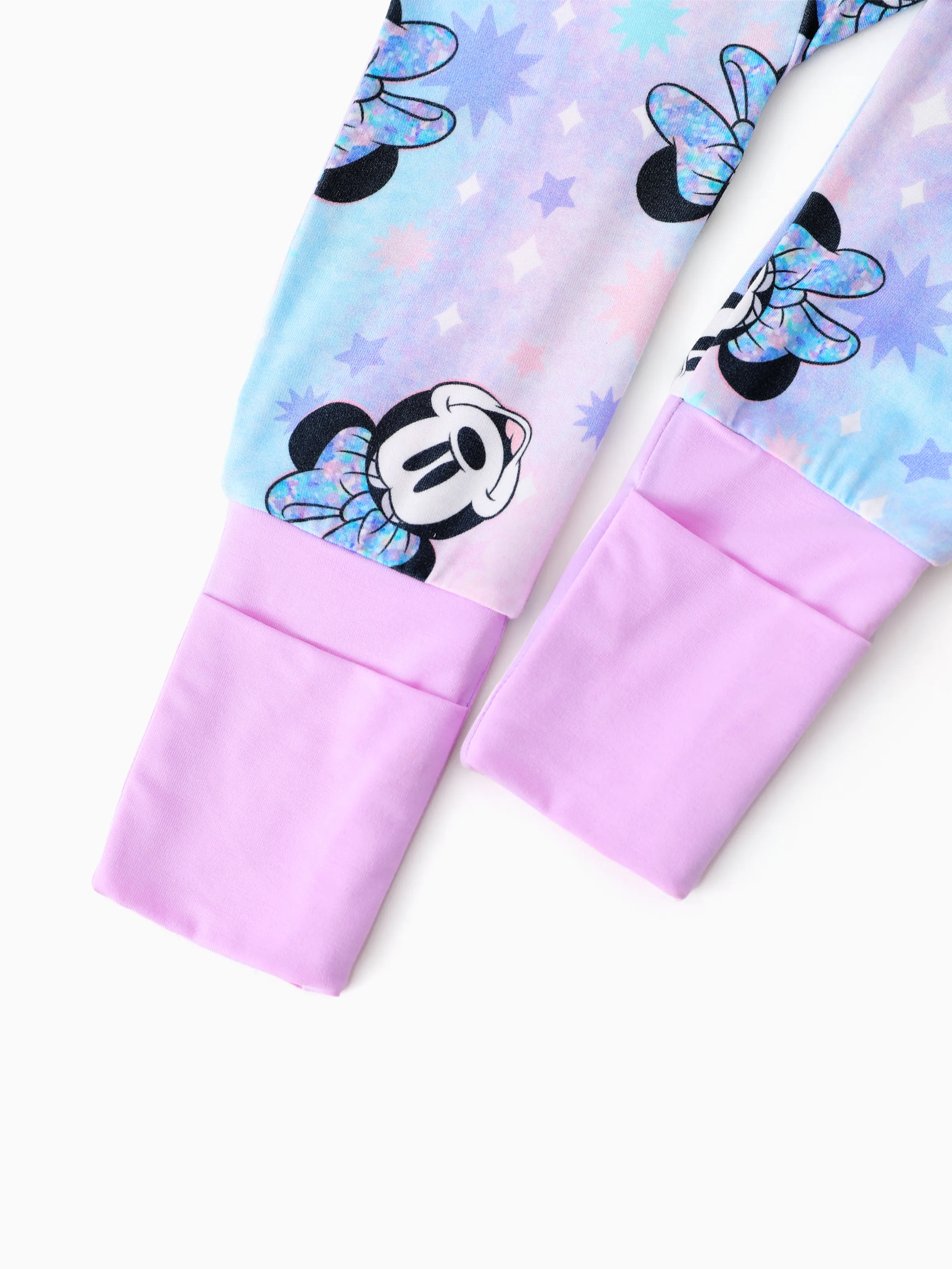 Disney Mickey and Friends Bamboo Baby Girl  Minnie Printed 2-Way Zipper Anti Slip Long-sleeve Footie Pink purple - Image 7
