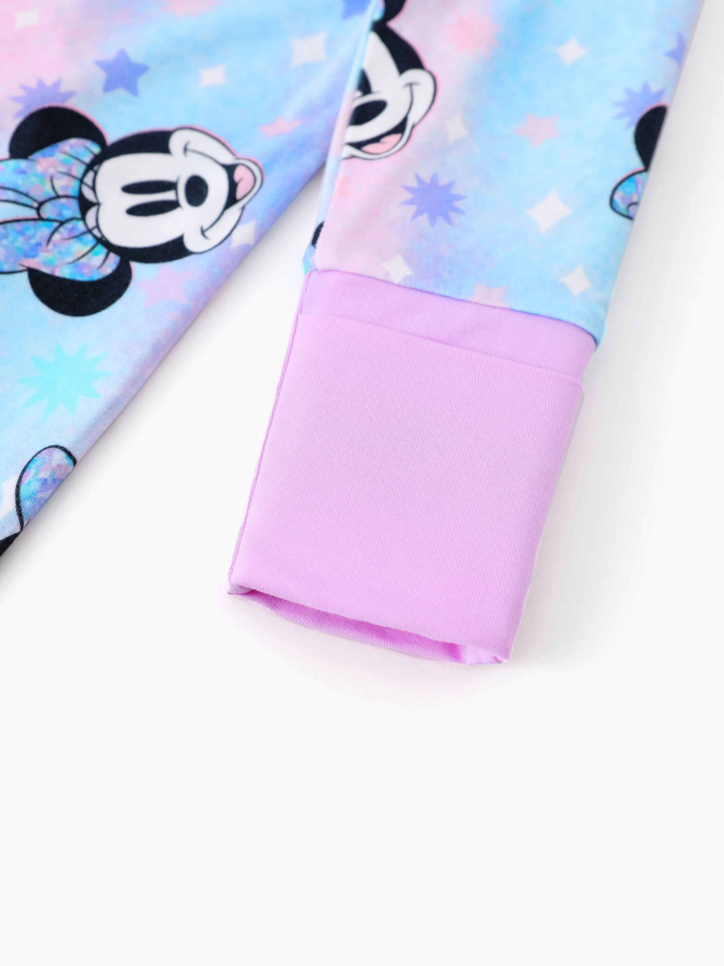 Disney Mickey and Friends Bamboo Baby Girl  Minnie Printed 2-Way Zipper Anti Slip Long-sleeve Footie Pink purple - Image 8