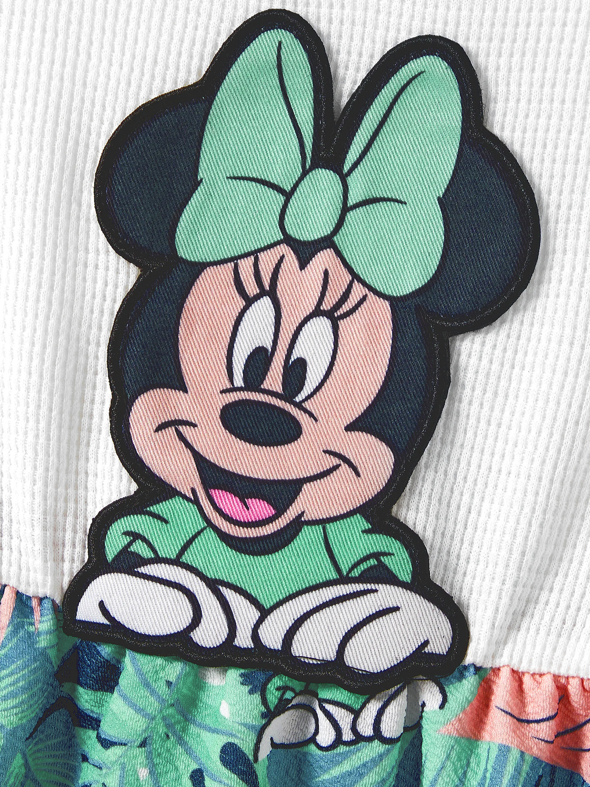 Disney Mickey and Friends Daddy & Daughter Tropical Botanical Print Waffle Fabric T-shirt/Dress greenwhite - Image 10