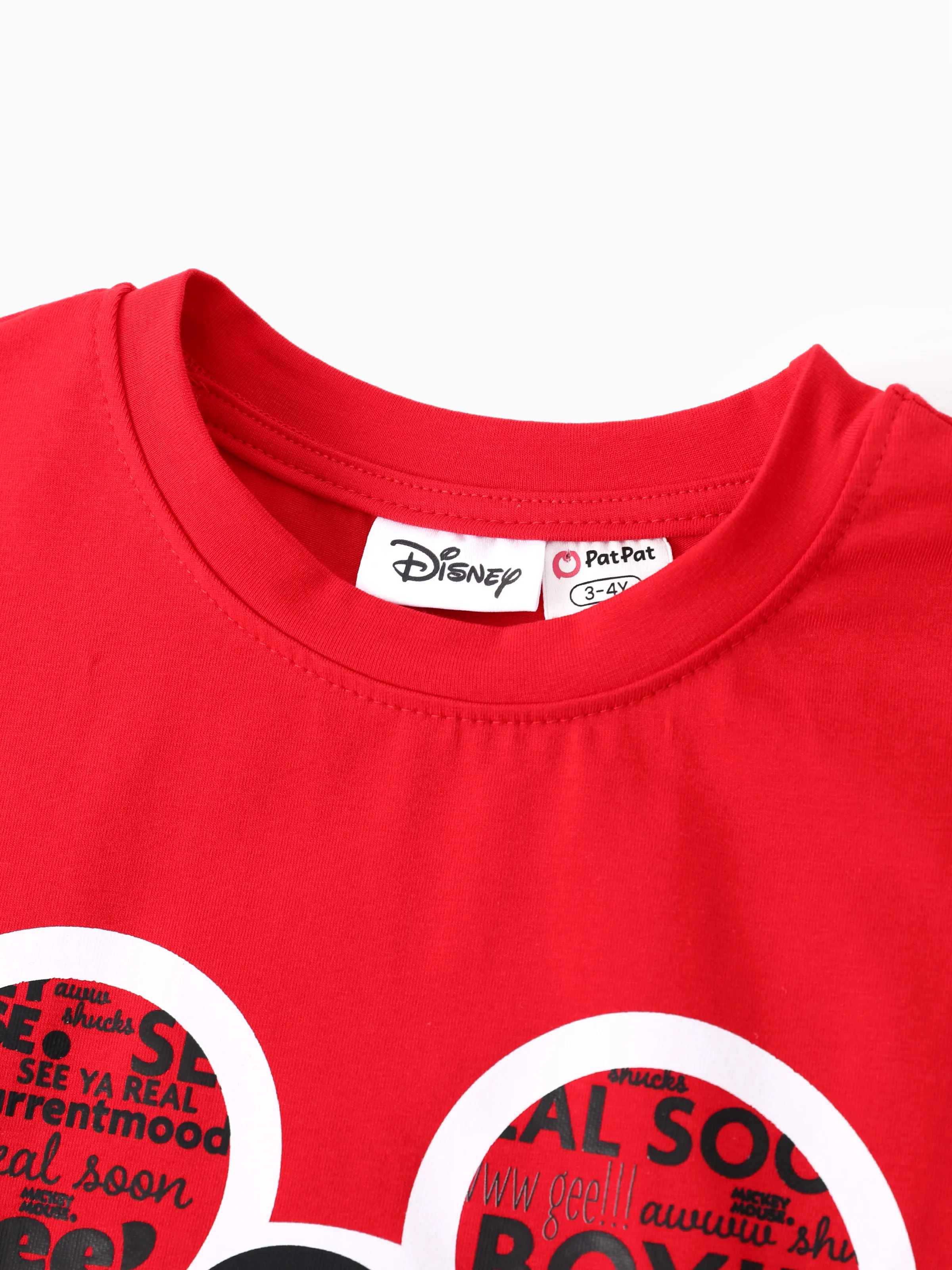 Disney Mickey and Friends Family matching 1pc Mickey Mouse Graffiti Cotton T-shirt or Colorblock Dress with Built-in Shorts & Pockets or Naia™ Allover Romper Red - Image 13