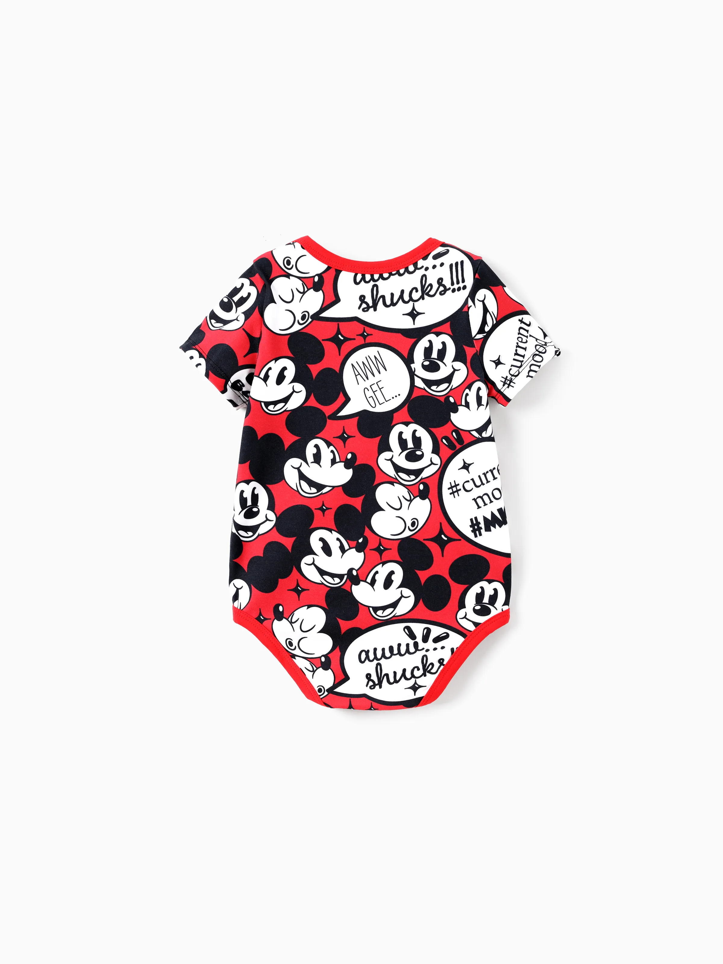 Disney Mickey and Friends Family matching 1pc Mickey Mouse Graffiti Cotton T-shirt or Colorblock Dress with Built-in Shorts & Pockets or Naia™ Allover Romper Red - Image 8
