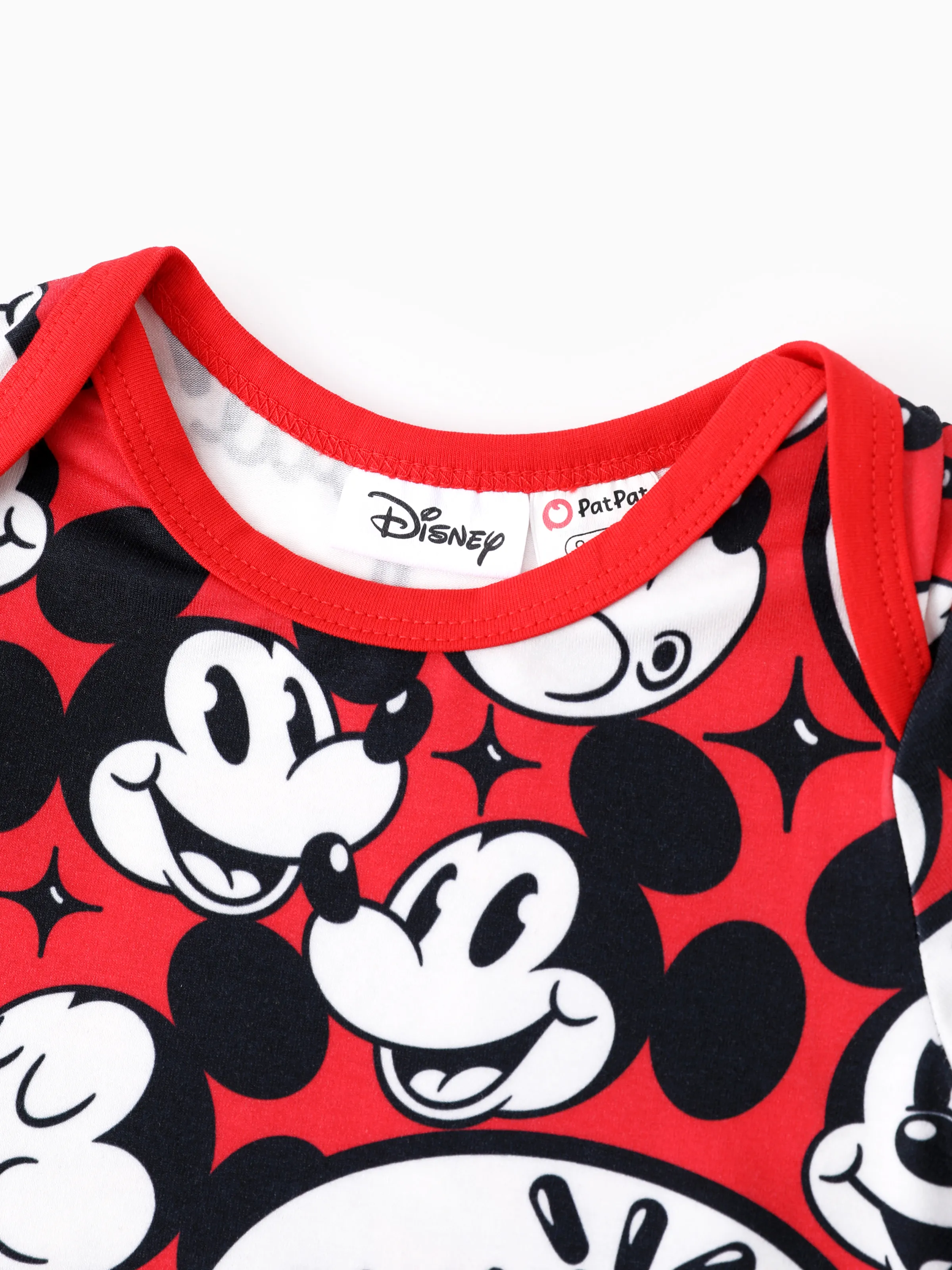 Disney Mickey and Friends Family matching 1pc Mickey Mouse Graffiti Cotton T-shirt or Colorblock Dress with Built-in Shorts & Pockets or Naia™ Allover Romper Red - Image 9