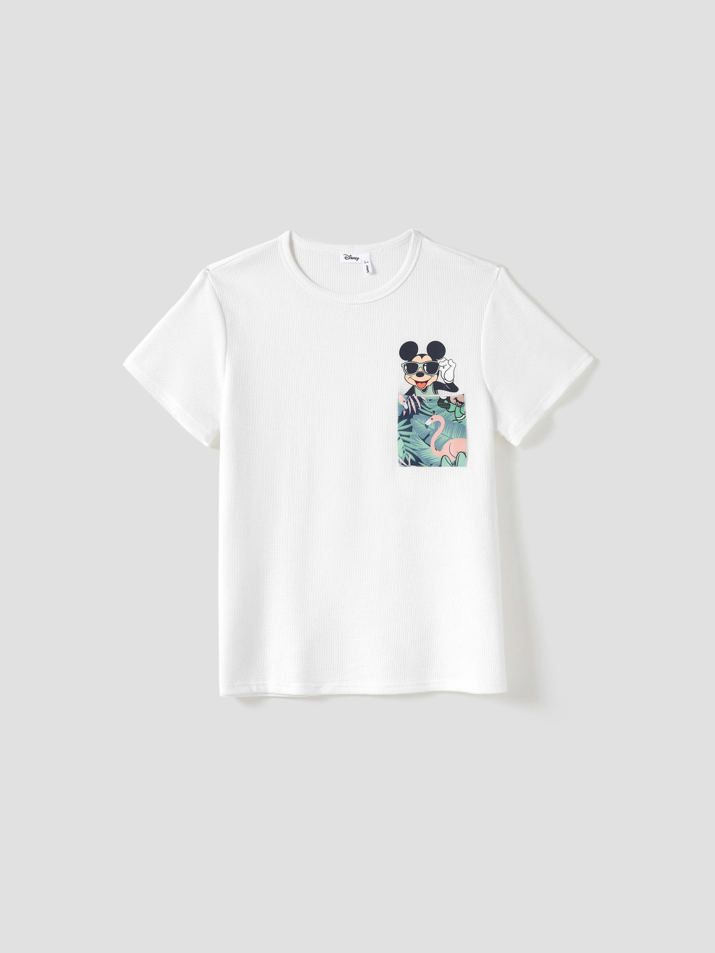 Disney Mickey and Friends Family Matching Tropical Botanical Print Waffle Fabric T-shirt/Dress greenwhite - Image 14