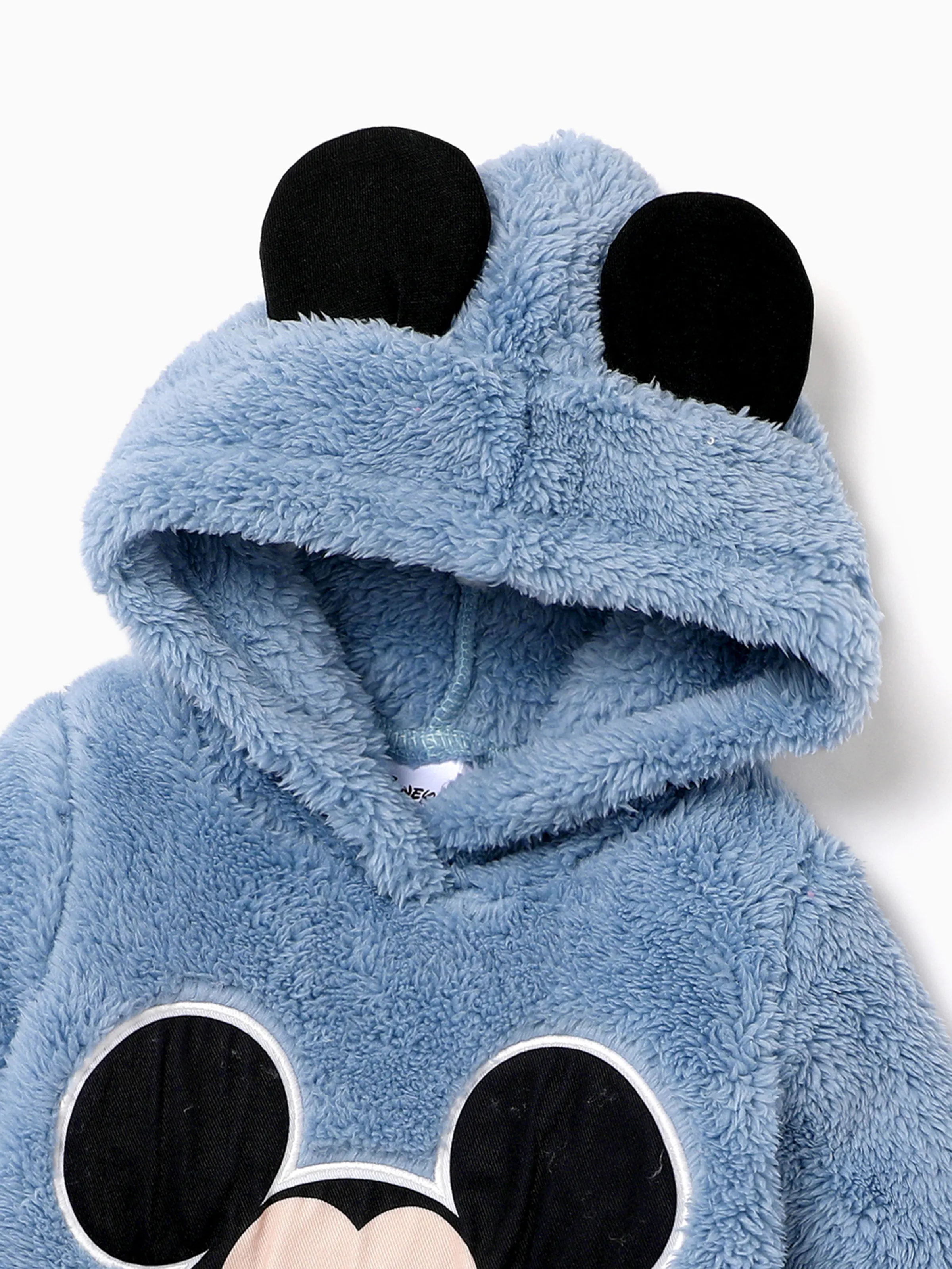 Disney Mickey and Friends Furry Mickey Pattern 3D Ears Hooded Romper Blue - Image 4