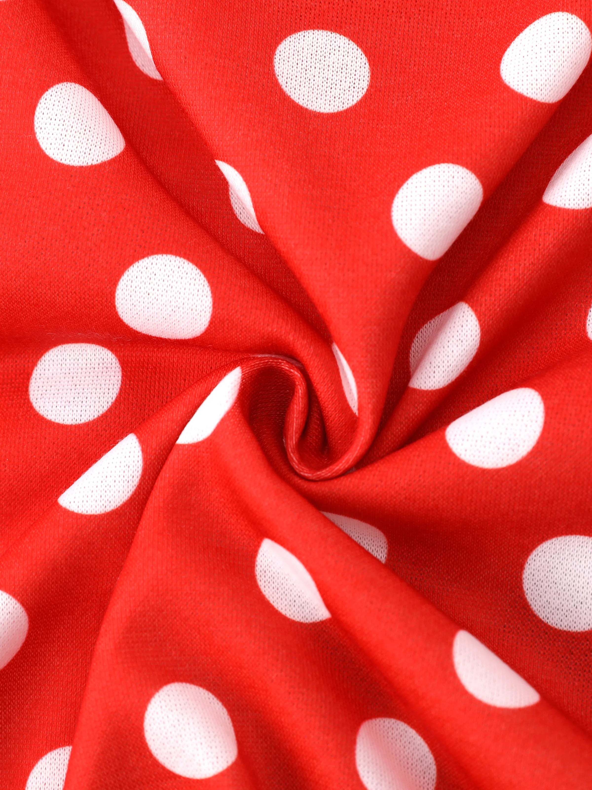 Disney Mickey and Friends Toddler/Kid Girl Minnie Polka Dots Print Hooded Sweatshirt Red - Image 5
