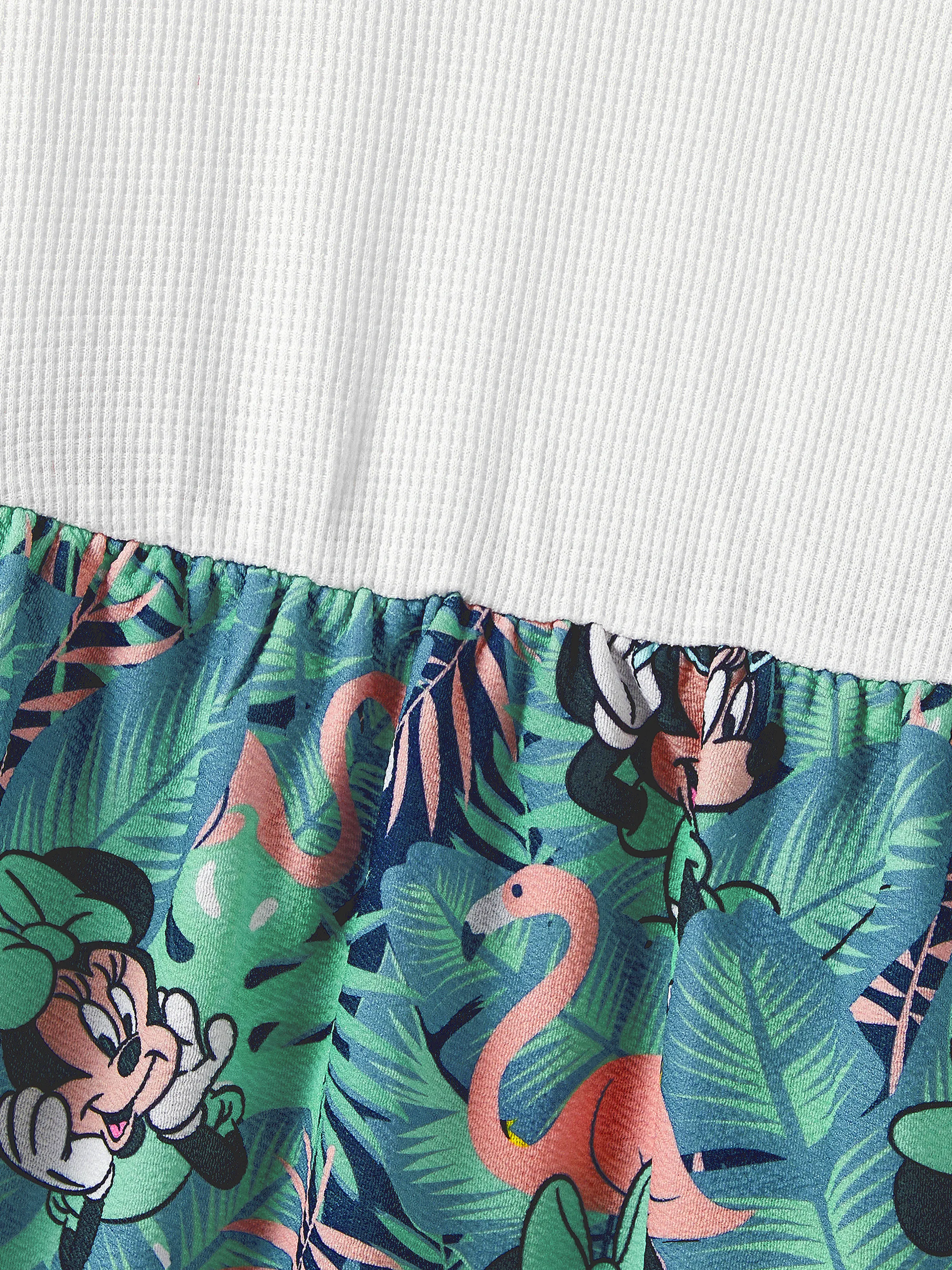 Disney Mickey and Friends Mommy & me Tropical Botanical Print Waffle Fabric Dress greenwhite - Image 8