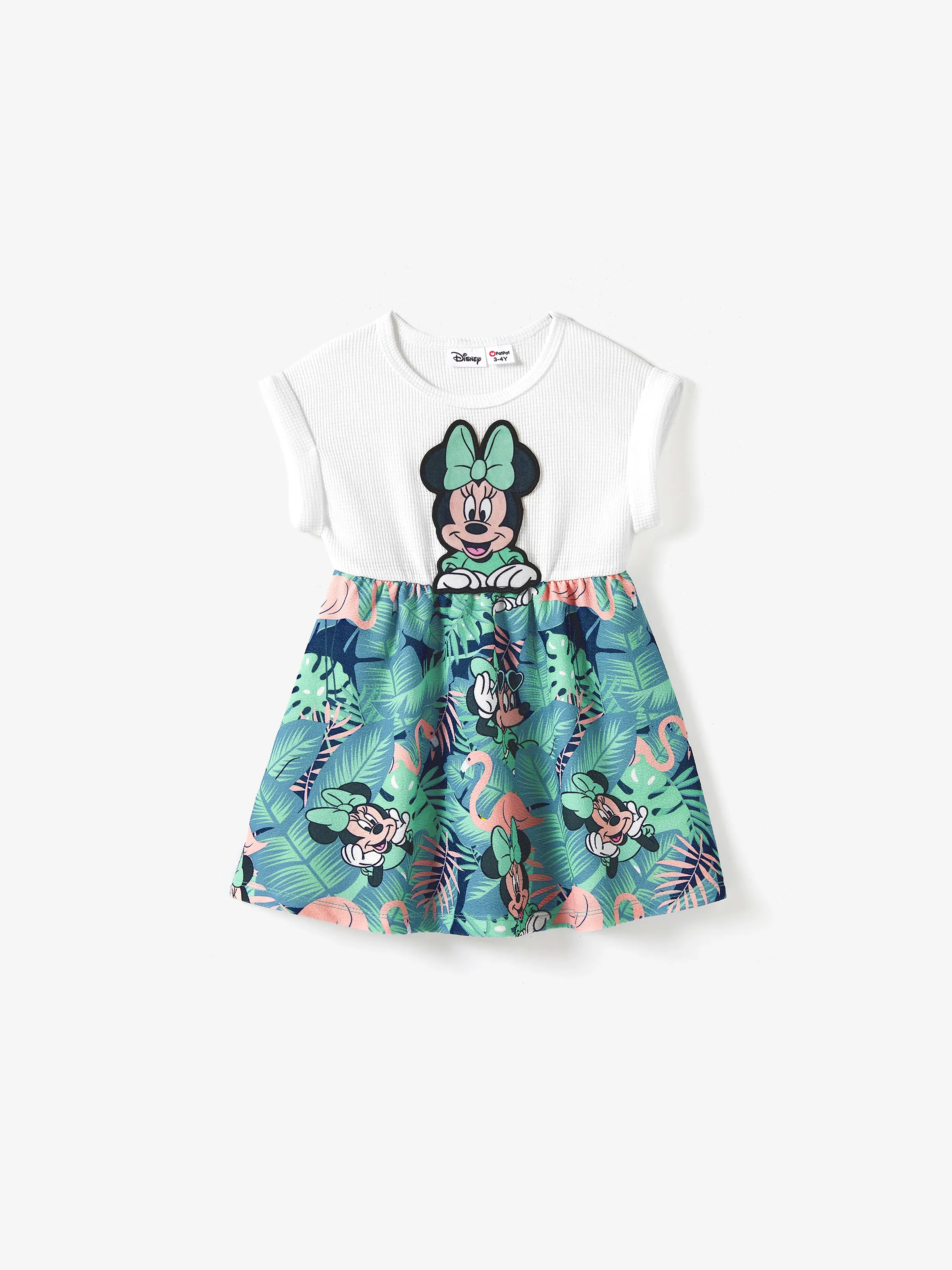 Disney Mickey and Friends Mommy & me Tropical Botanical Print Waffle Fabric Dress greenwhite - Image 9