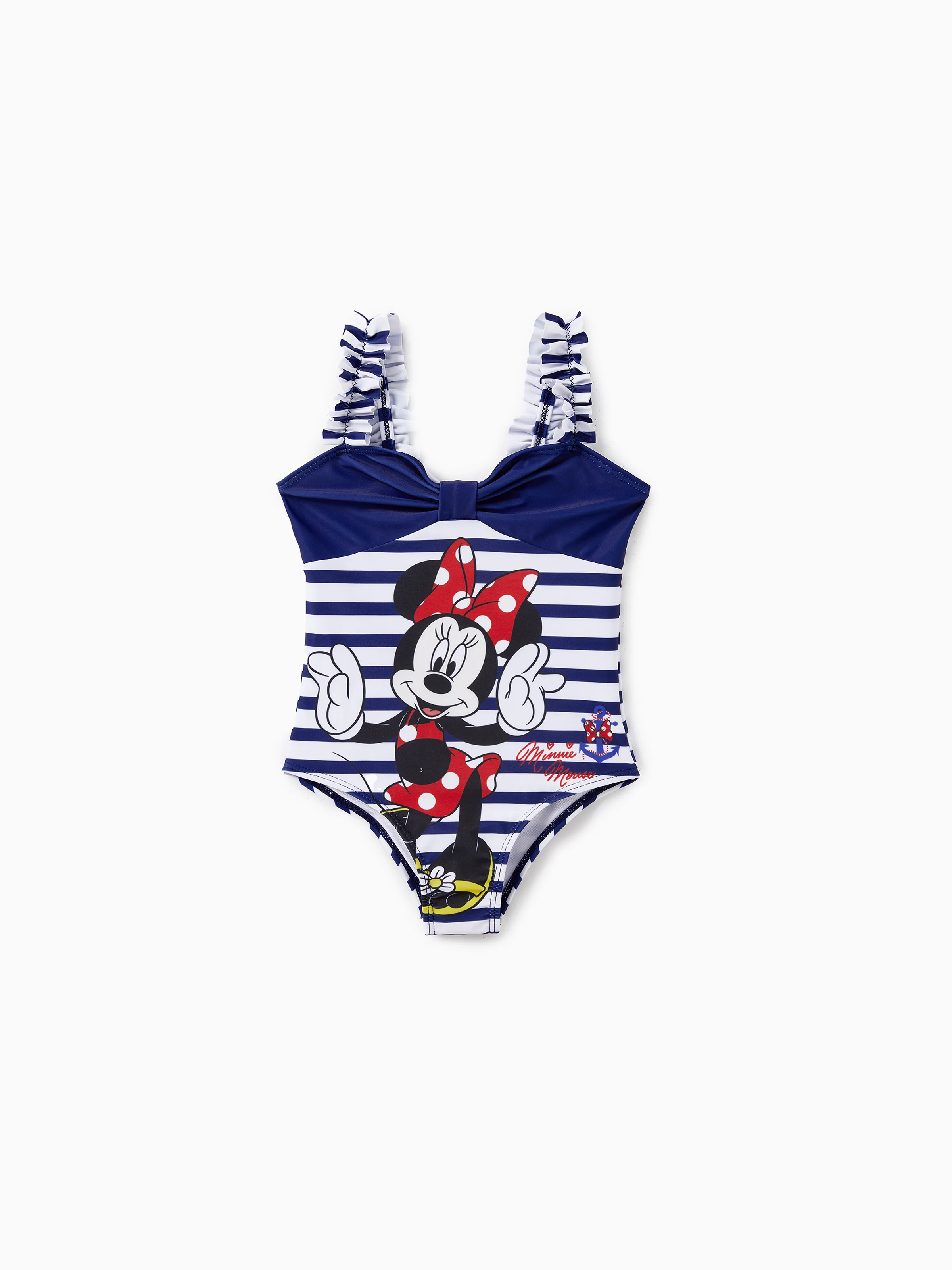 Funny Disney Mickey and Friends Sibling Set Boy/Girl Minnie/Mickey Character Stripped Swimsuit Dark Blue - Image 2