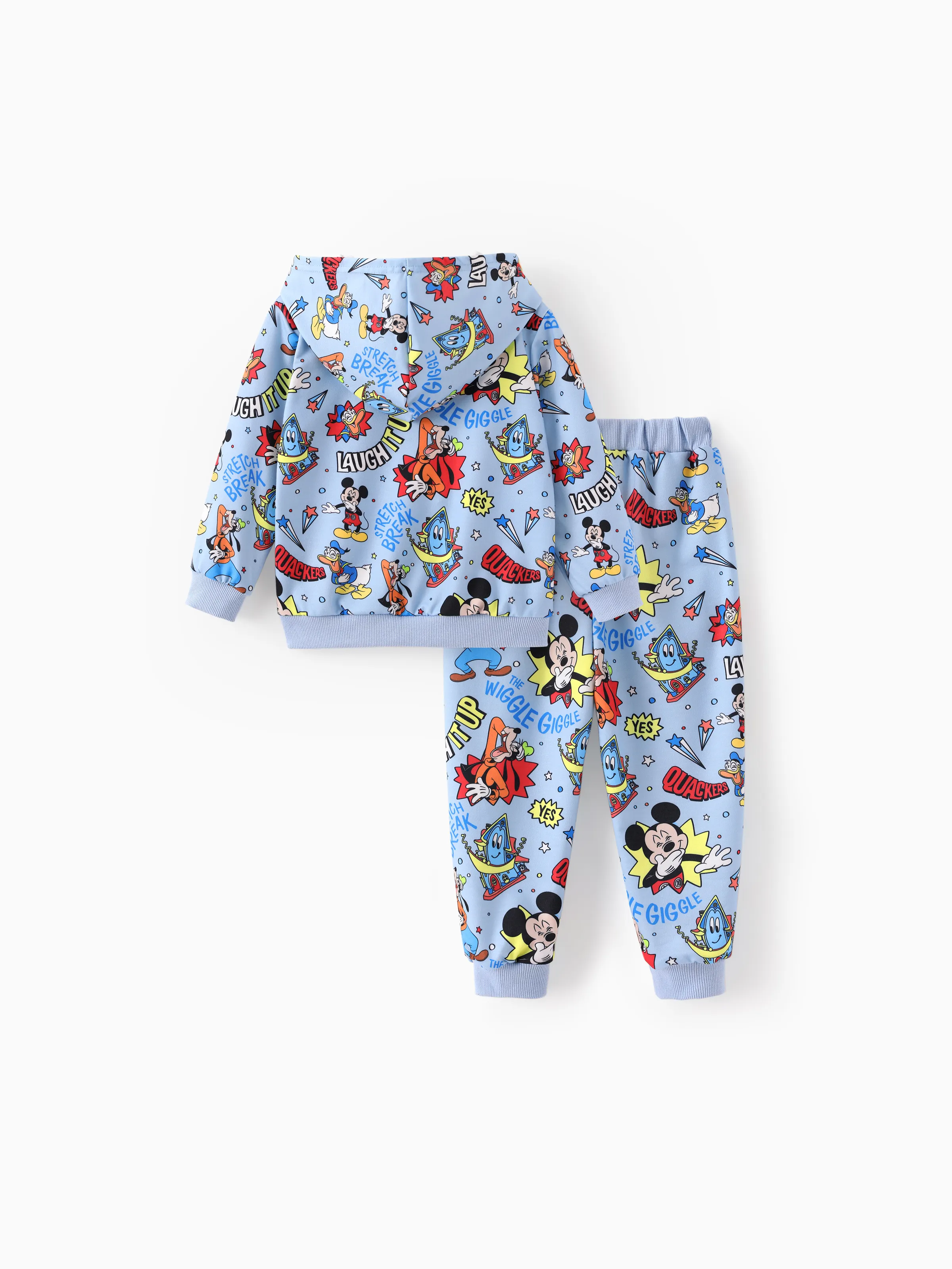 Disney Mickey and Friends Toddler Boy 2pcs Mickey Mouse Cotton Hooded Sweatshirt and Pants Sets Light Blue - Image 2