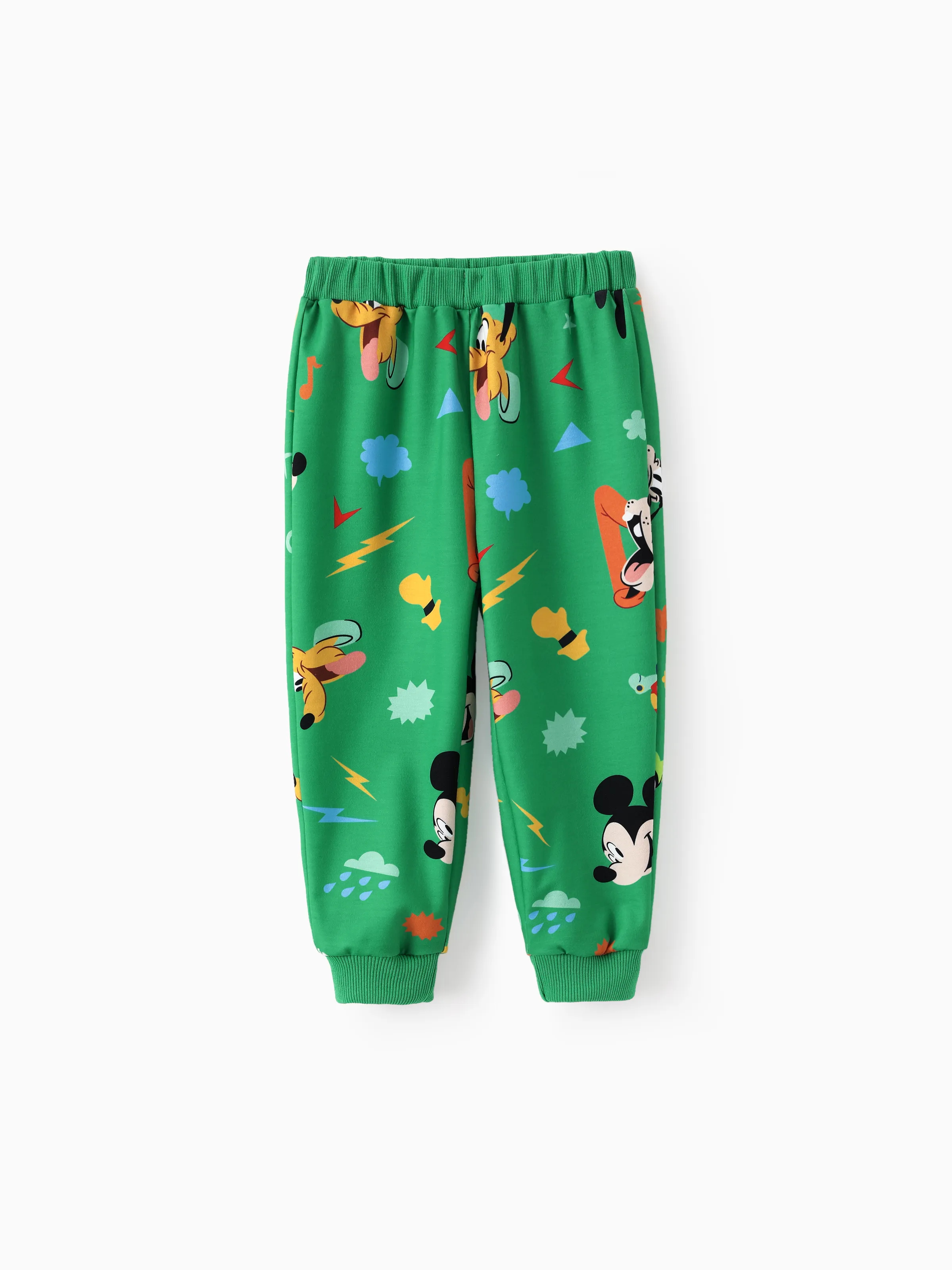 Disney Mickey and Friends Toddler Boy Childlike Cotton Hooded Sweatshirt and Pants Sets Green - Image 4