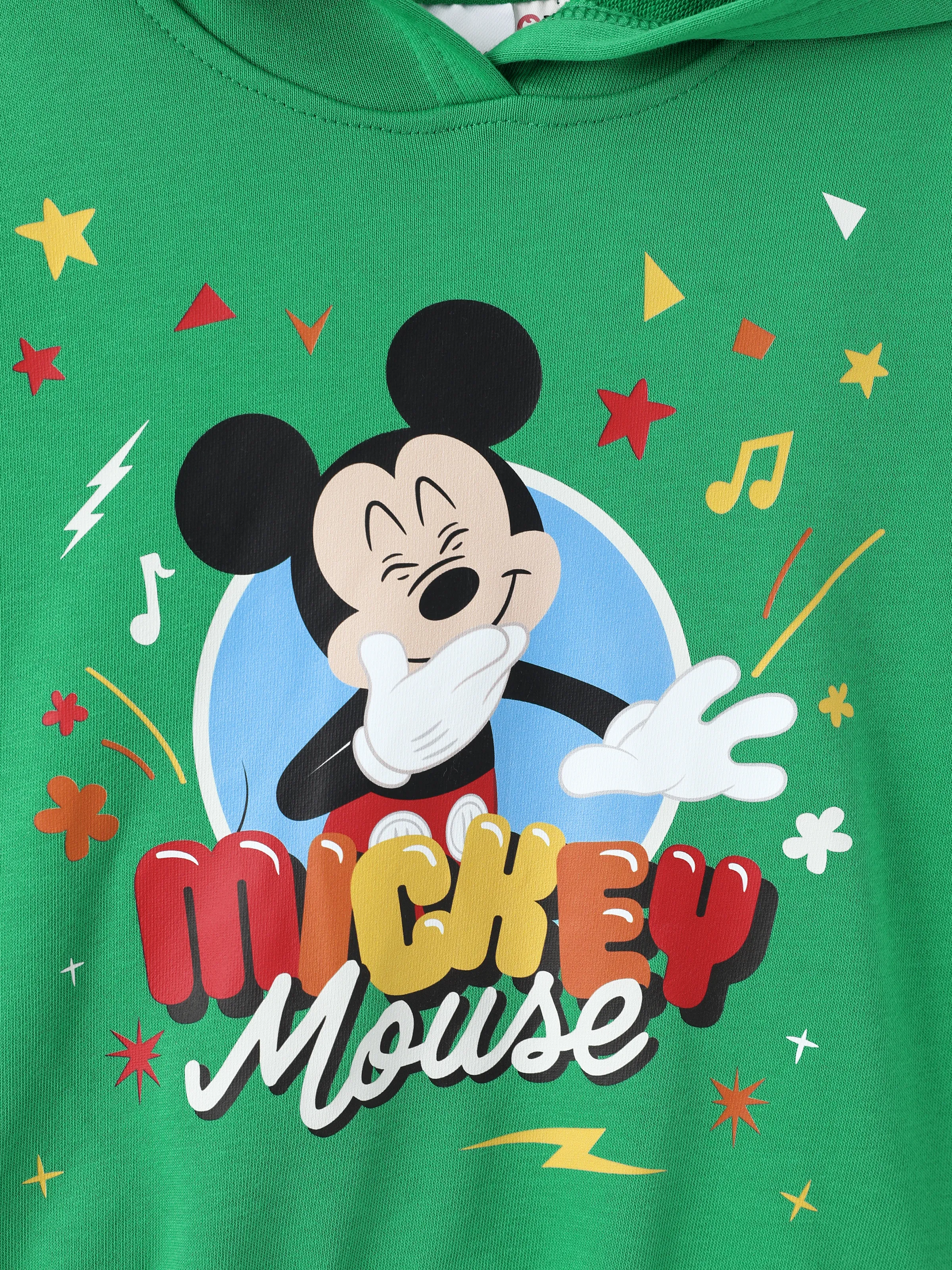 Disney Mickey and Friends Toddler Boy Childlike Cotton Hooded Sweatshirt and Pants Sets Green - Image 5