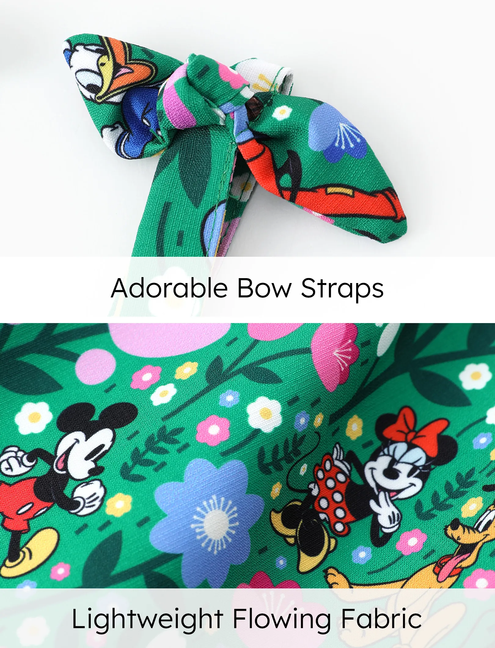 Disney Mickey and Friends Toddler Girl 1pc Minnie Floral Allover Print Bowknot Smocked Sundress Green - Image 4