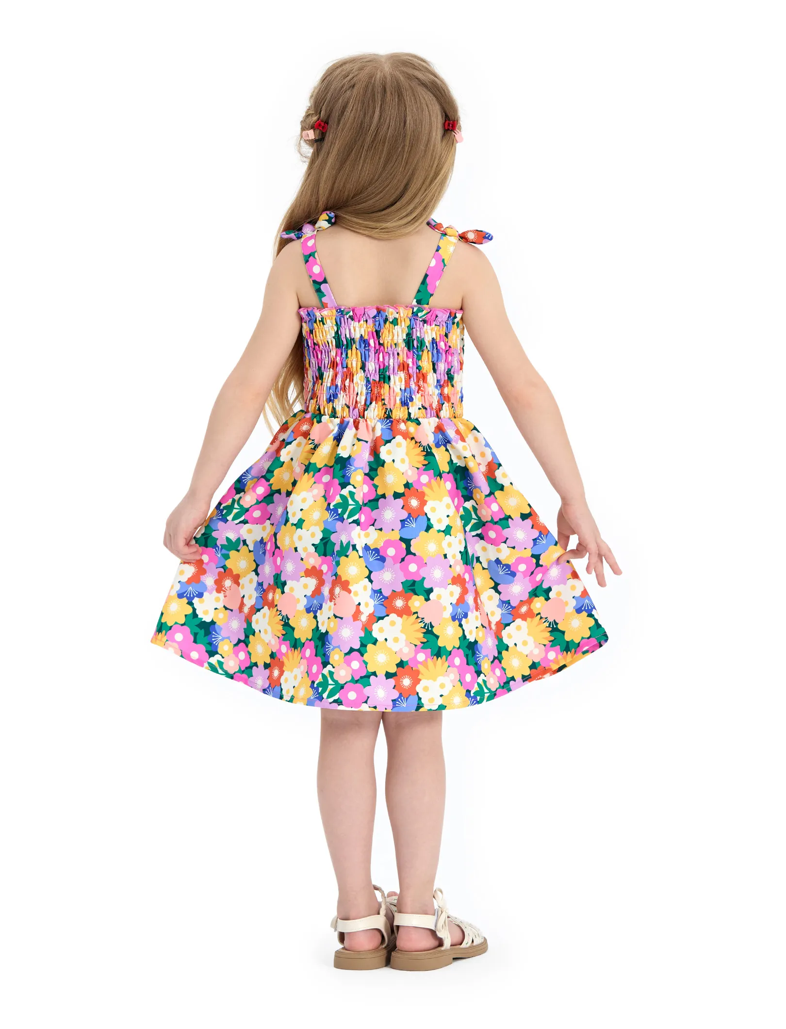Disney Mickey and Friends Toddler Girl 1pc Minnie Floral Allover Print Bowknot Smocked Sundress Multi-color - Image 4