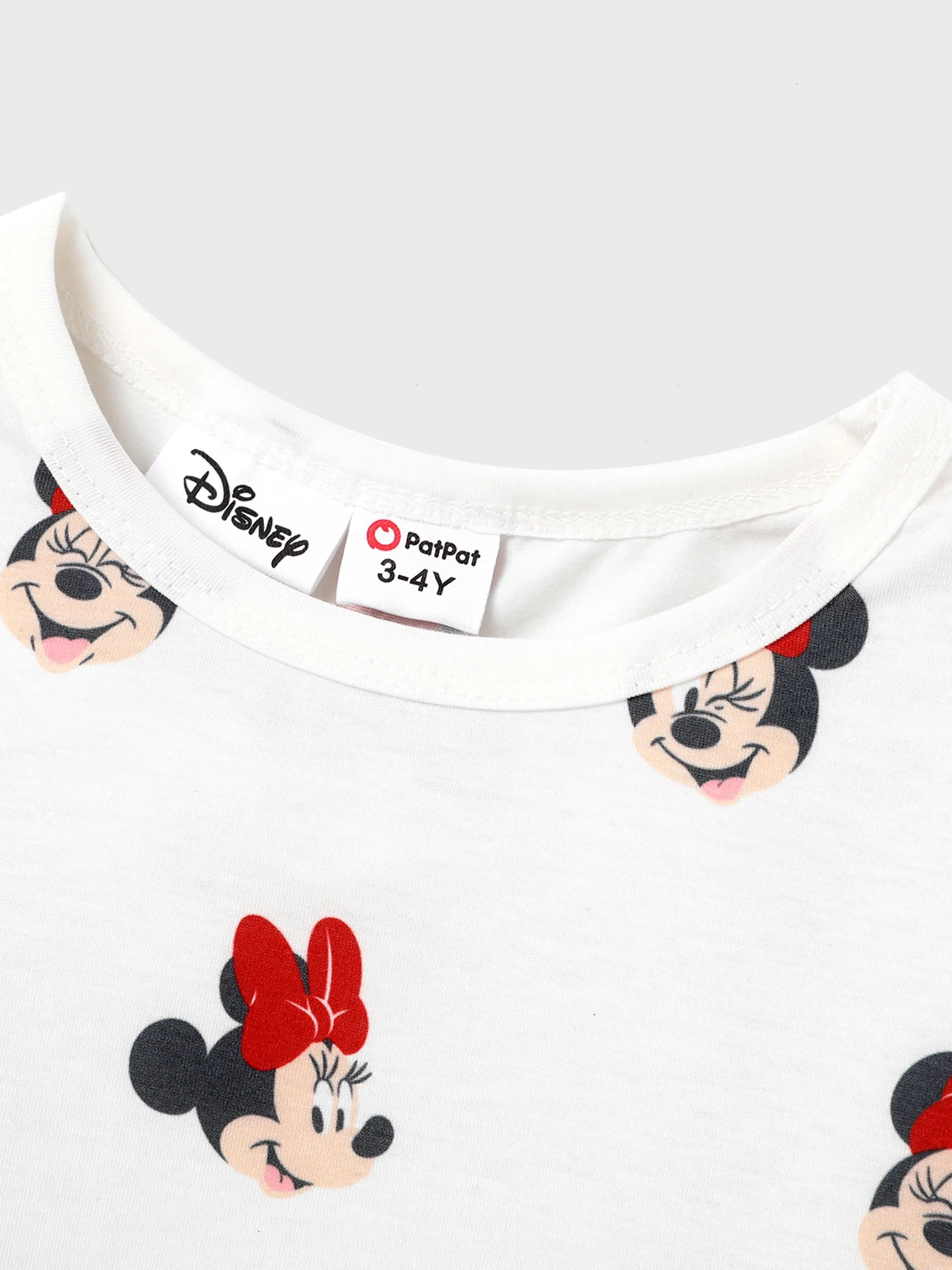 Disney Mickey and Friends Toddler Girl Minnie 2pcs Character Print Long-sleeve Bodysuit and Bow Decor Floral Print Skirt Set BlackandWhite - Image 6