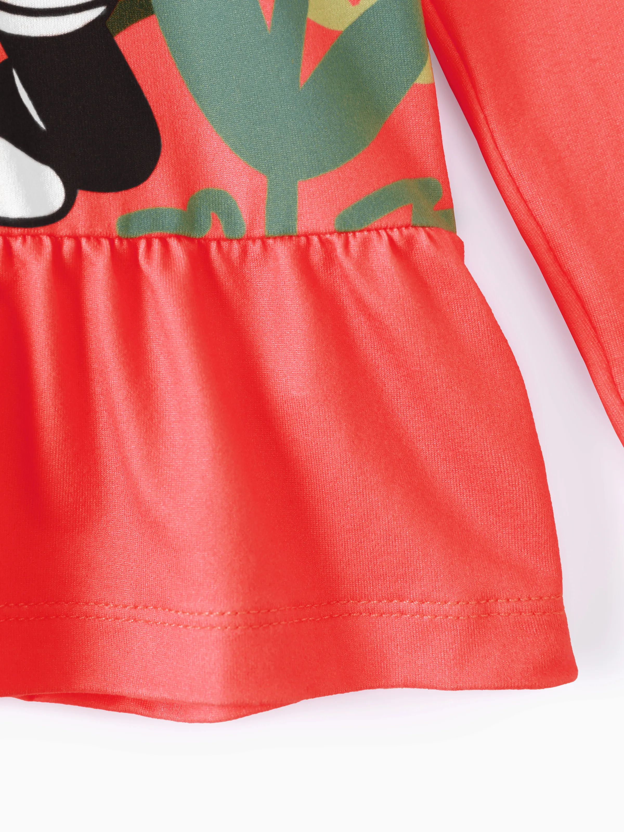 Disney Mickey and Friends Toddler Girl 2pcs Minnie Character Print Peplum Long-sleeve Tee and Bowknot Pants Set Light Red - Image 6