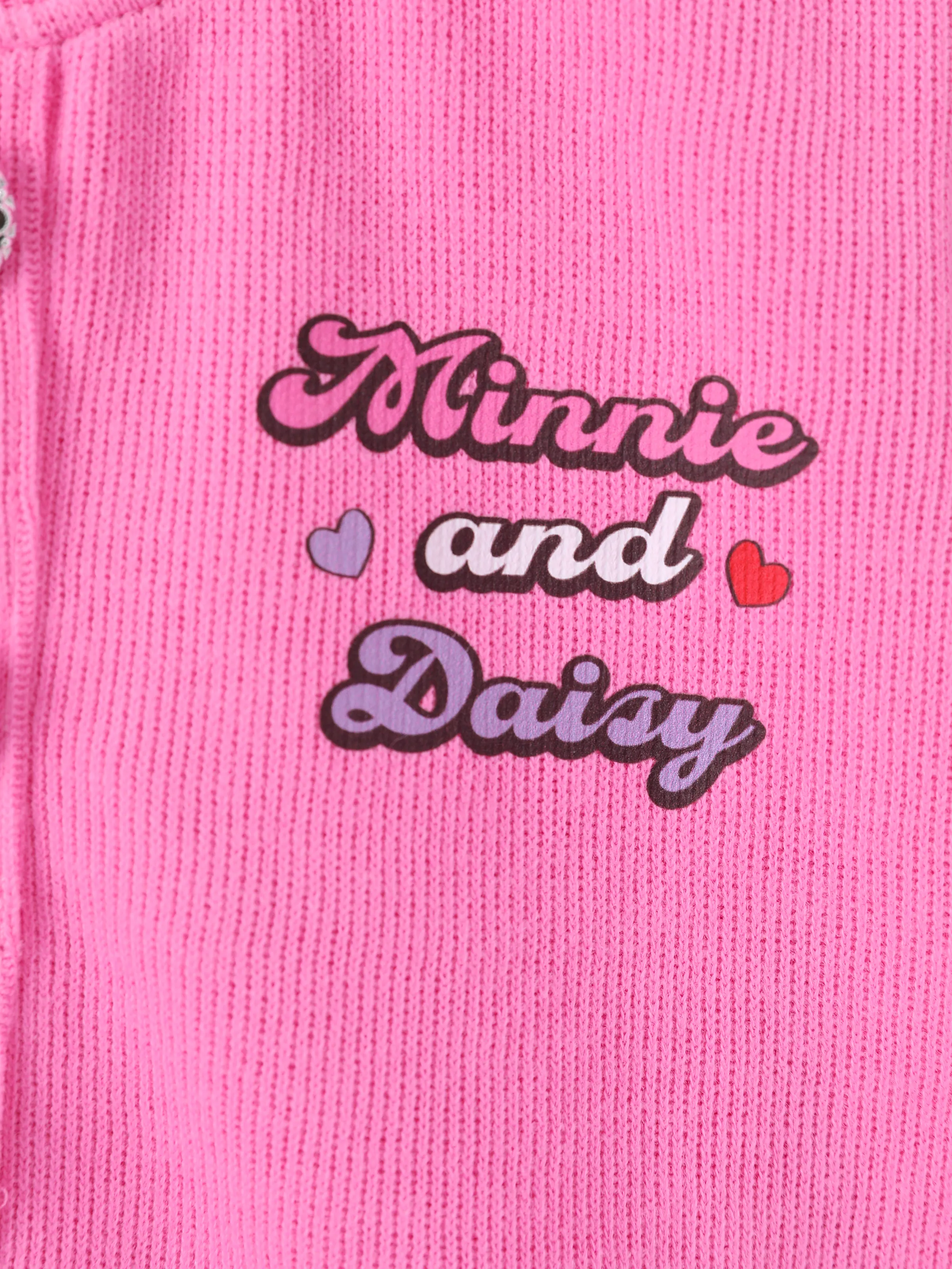 Disney Mickey and Friends Toddler Girl 2pcs Minnie Mouse Character Print Cotton Long-sleeve Top And Tweed Bowknot Skirt Set Hot Pink - Image 10