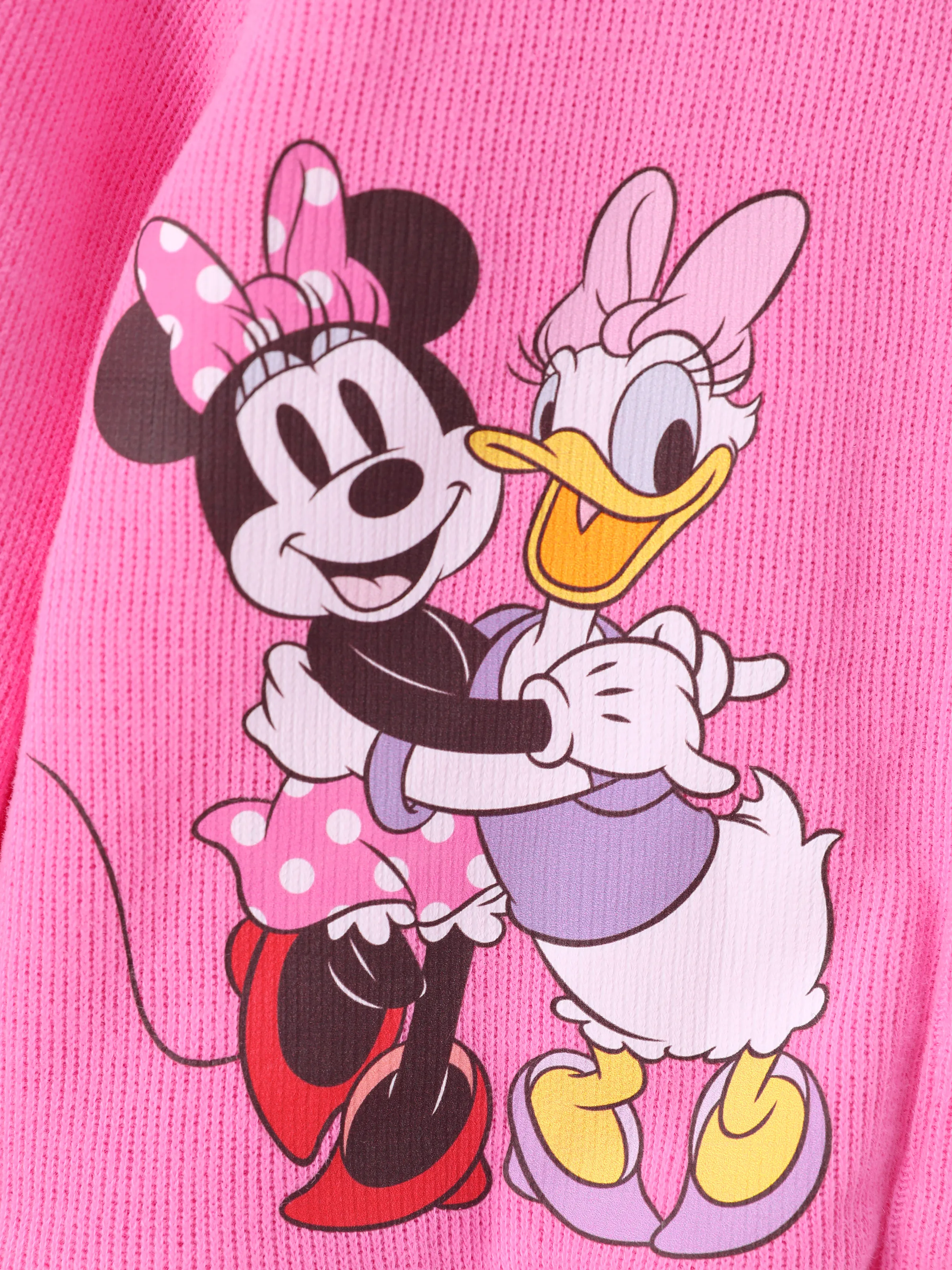 Disney Mickey and Friends Toddler Girl 2pcs Minnie Mouse Character Print Cotton Long-sleeve Top And Tweed Bowknot Skirt Set Hot Pink - Image 9
