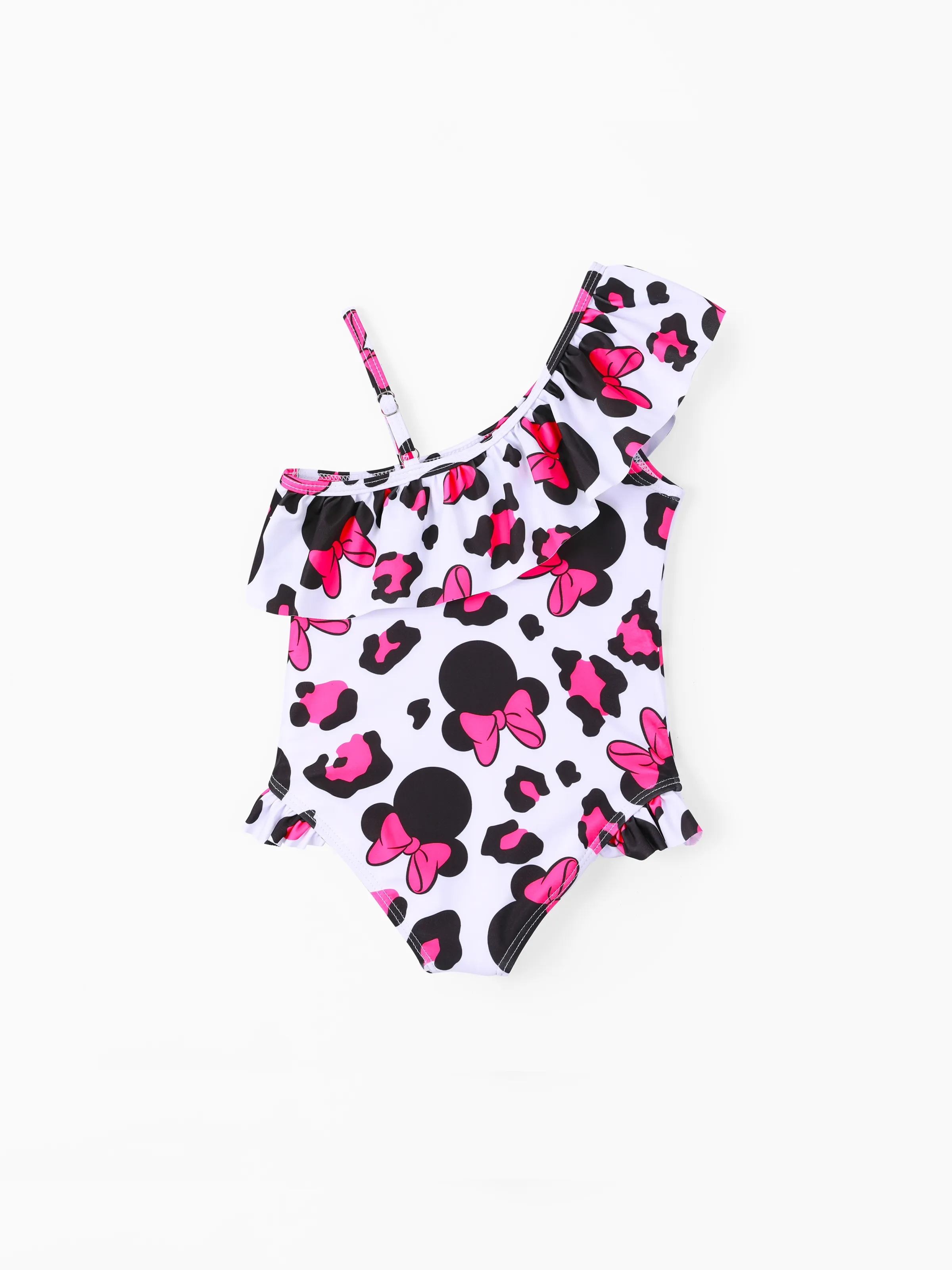 Disney Mickey and Friends Toddler Girl Minnie Leopard print off-shoulder ruffle swimsuit Roseo - Image 3