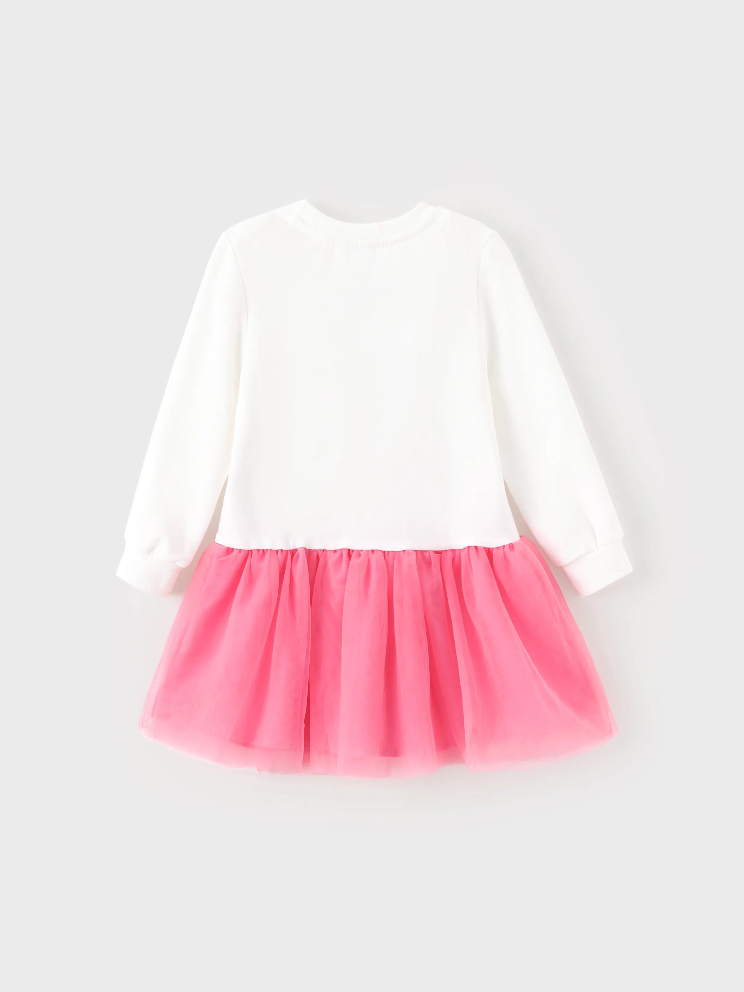 Disney Mickey and Friends Toddler Girl Minnie Mouse Mesh Splice Sweatshirt Dress White - Image 3