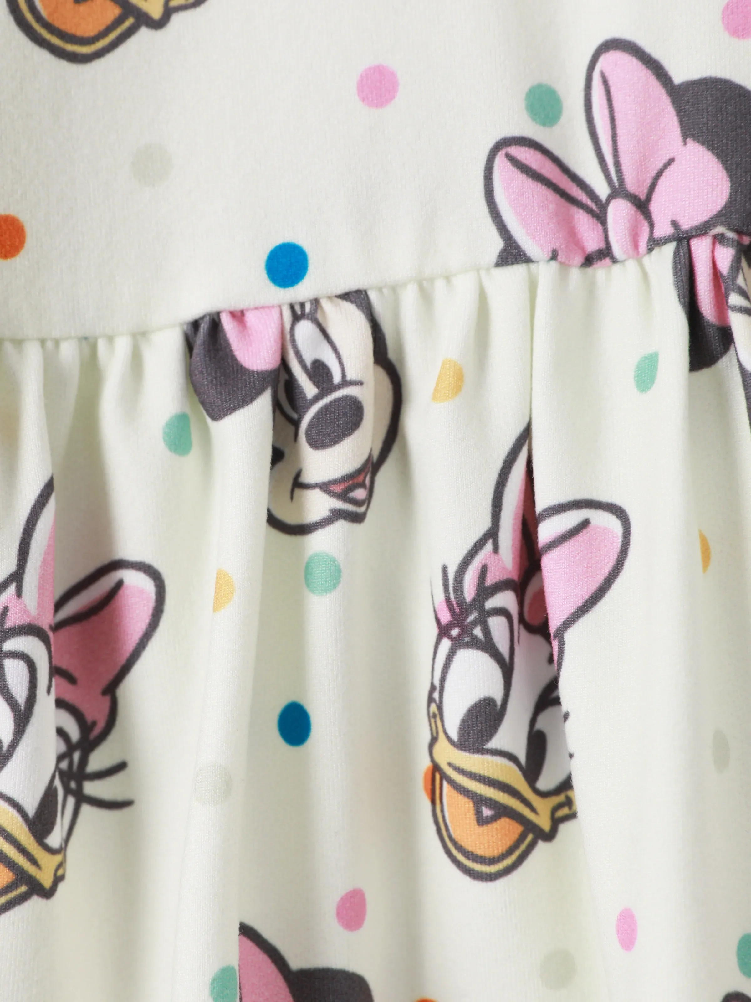 Disney Mickey and Friends Toddler Girl Minnie Polka Dot/Stripe Digital Print Dress Apricot - Image 6