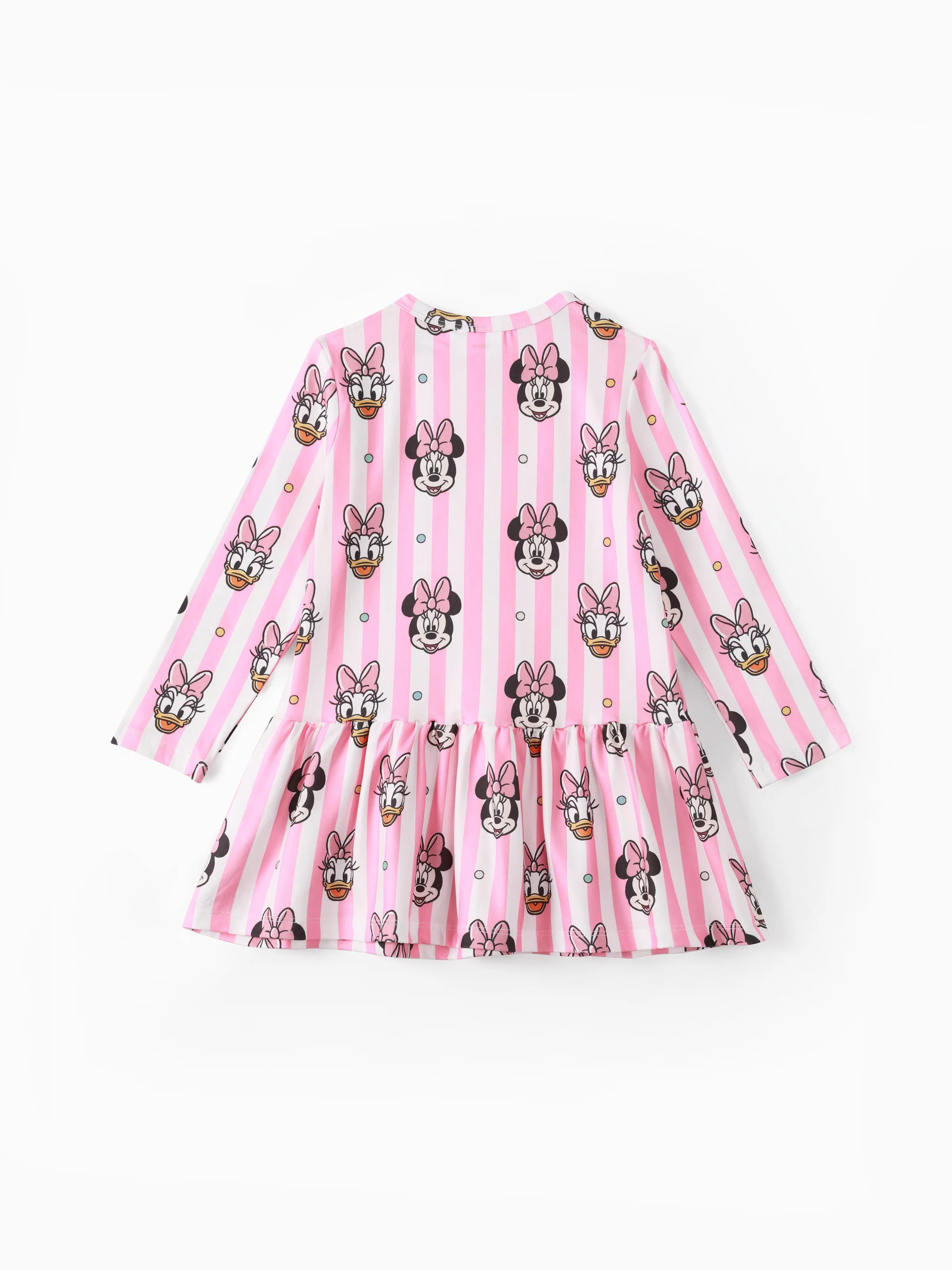 Disney Mickey and Friends Toddler Girl Daisy Polka Dot/Stripe Digital Print Dress Pink - Image 2