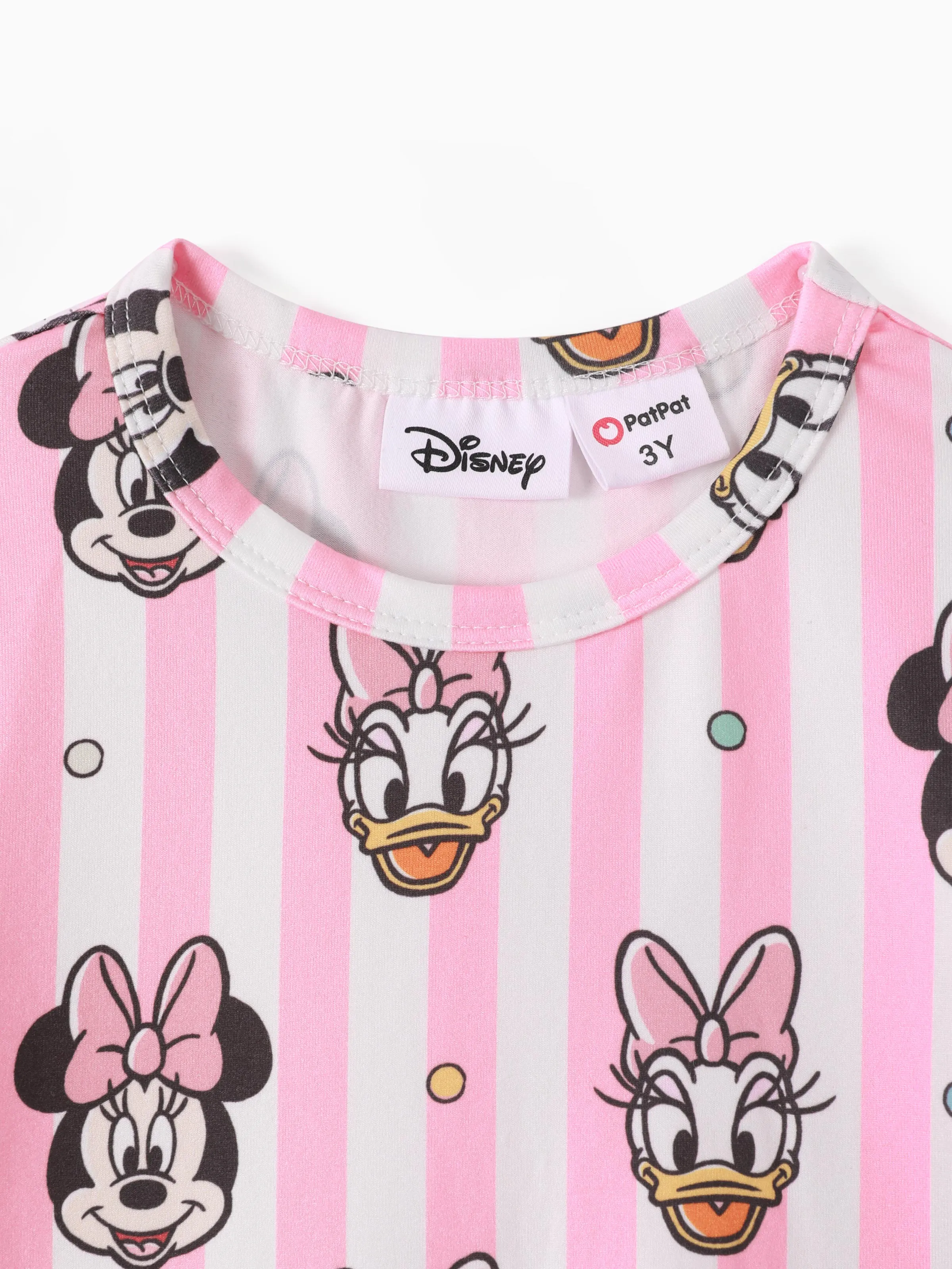 Disney Mickey and Friends Toddler Girl Daisy Polka Dot/Stripe Digital Print Dress Pink - Image 3