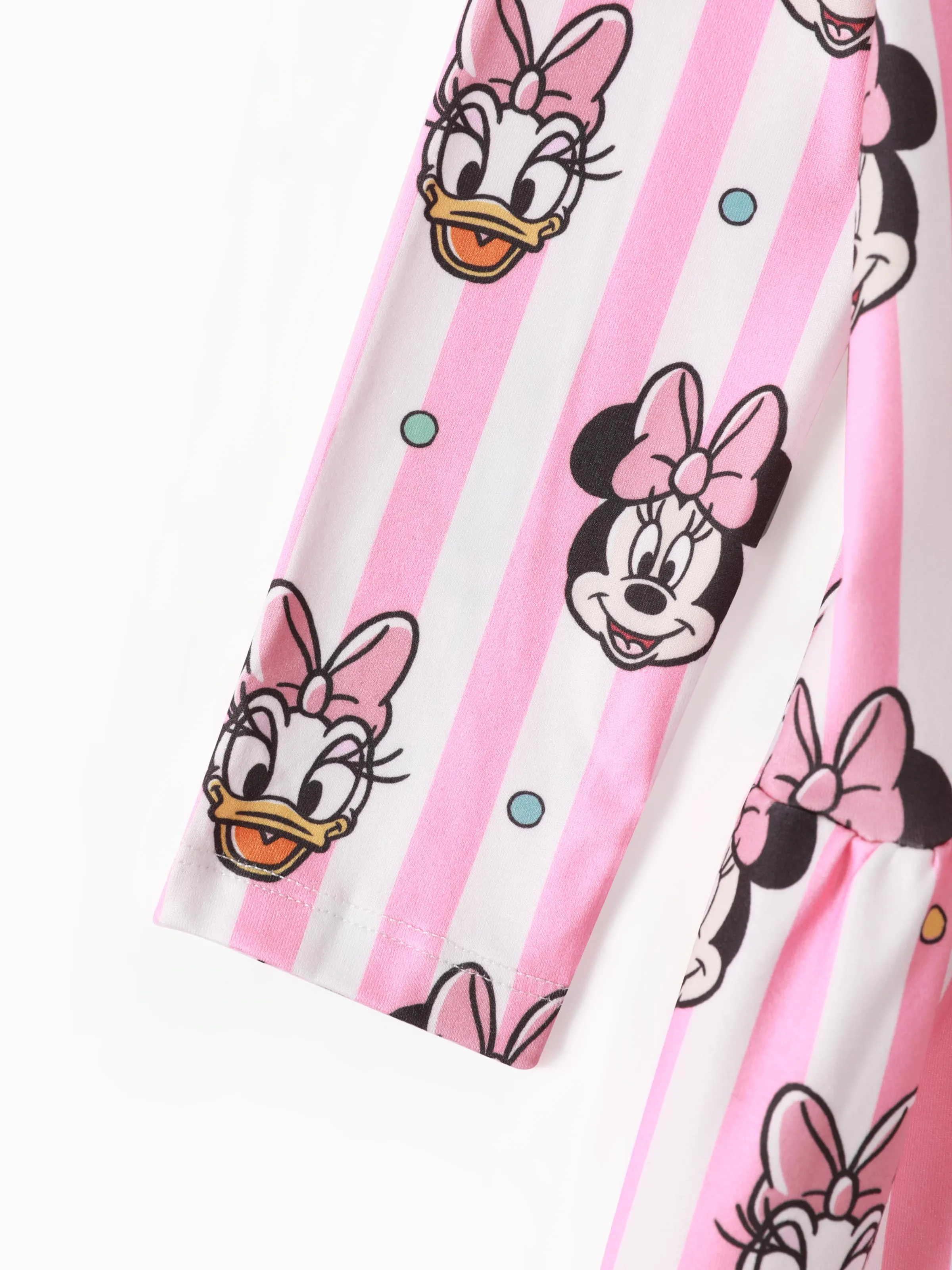 Disney Mickey and Friends Toddler Girl Daisy Polka Dot/Stripe Digital Print Dress Pink - Image 4