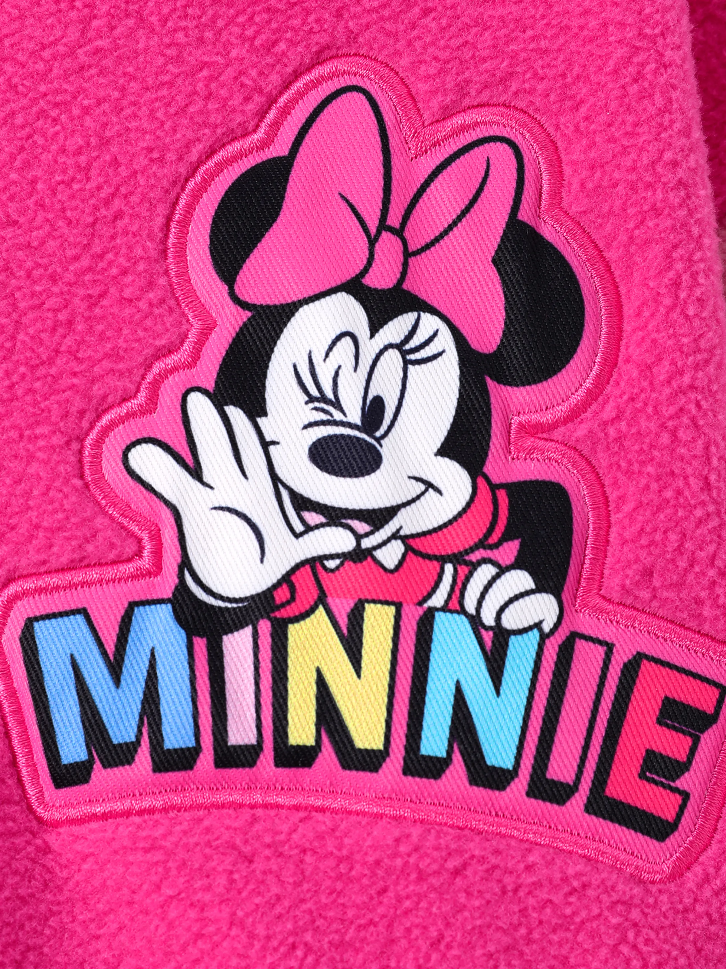 Disney Mickey and Friends Toddler/Kid Girl 1pc Minnie Embroidered Colorblock Plush Jacket Rose pink - Image 3