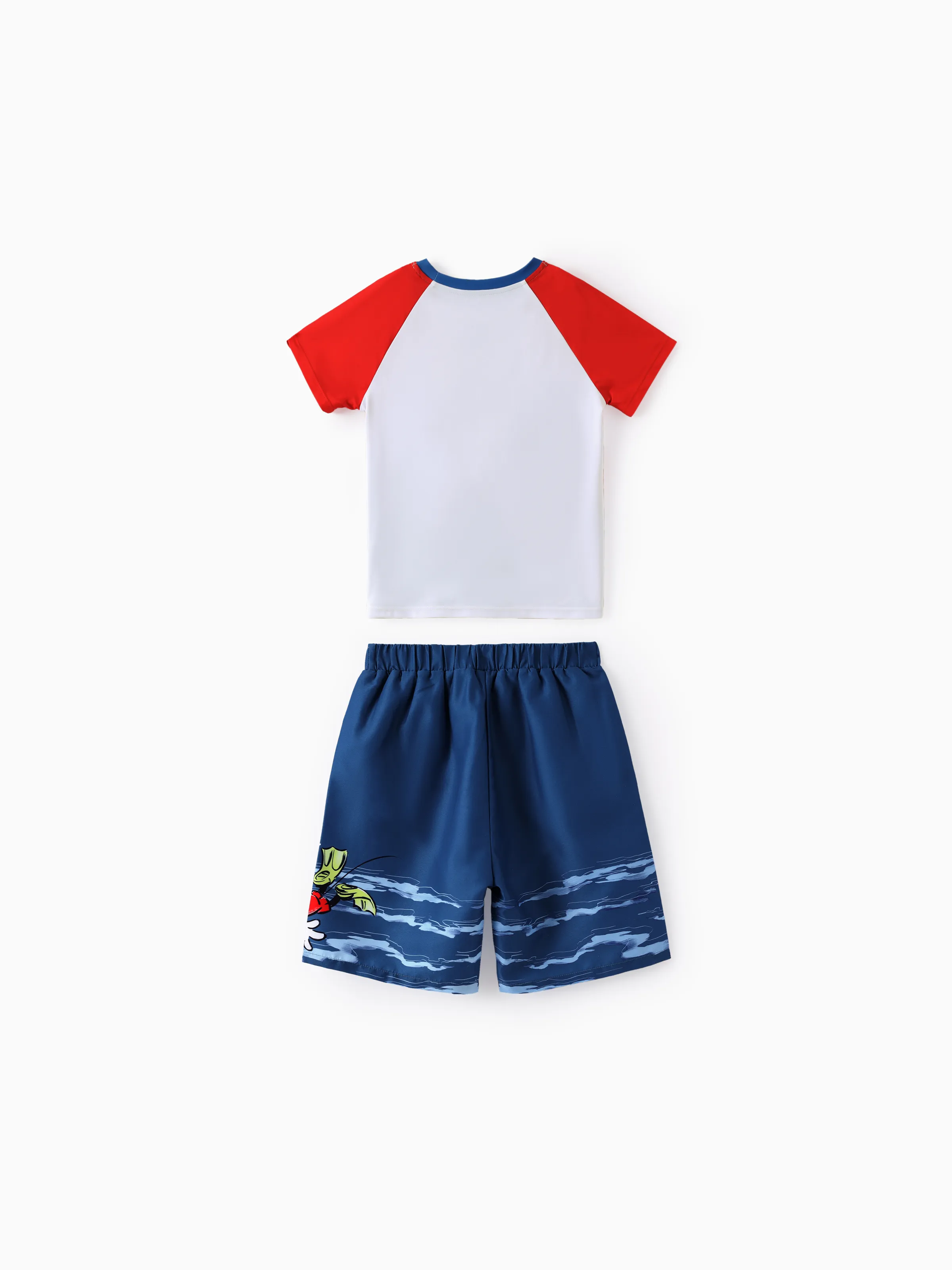 Disney Mickey and Friends Toddler/Kid Boy 2pcs Mickey Mouse UPF50+ Sea Life Print Tops and Trunks Swimsuit Deep Blue - Image 3