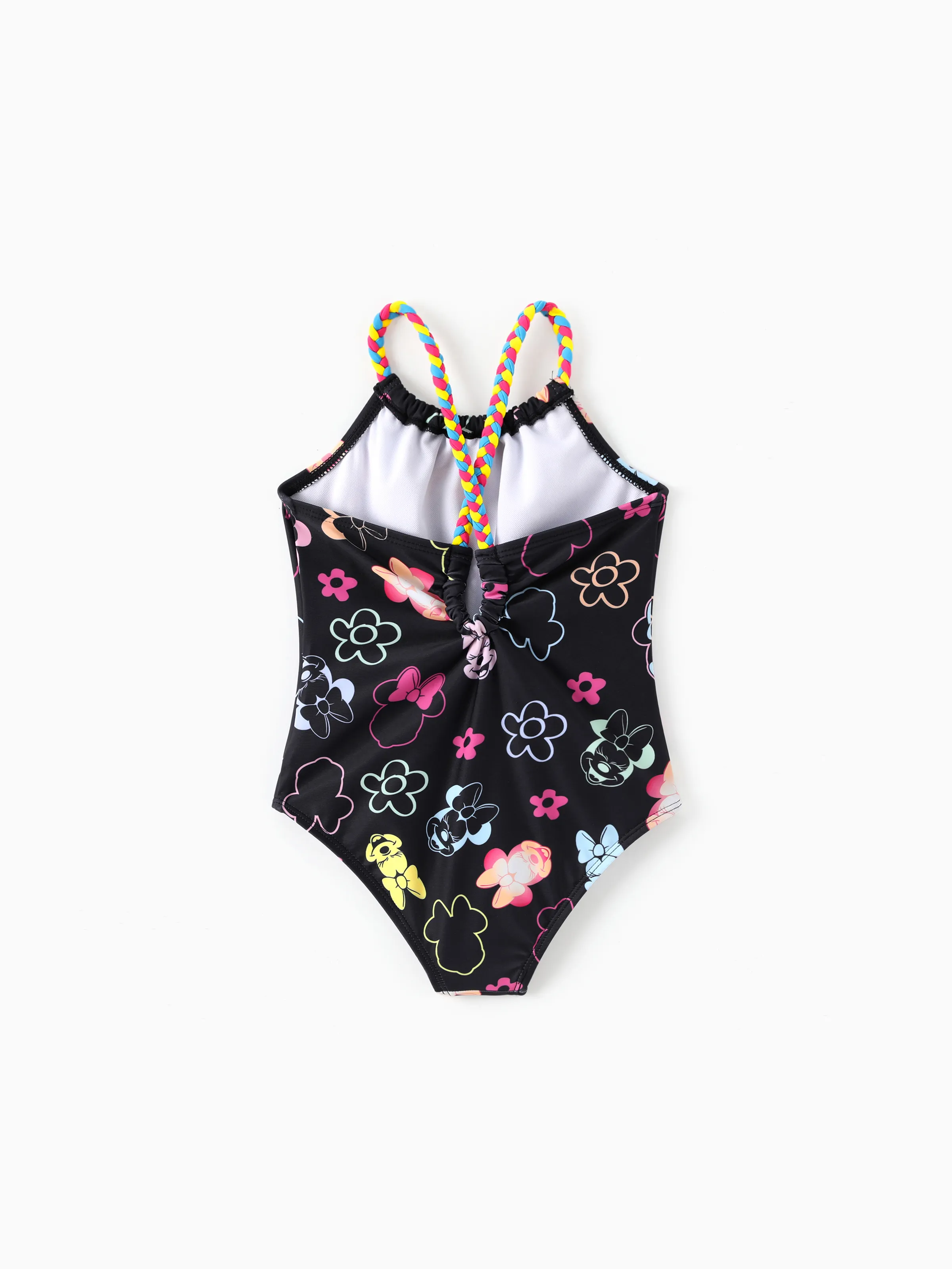 Disney Mickey and Friends Toddler/Kid Girl Minnie Mouse UPF50+ Floral Print Swimsuit Black - Image 3