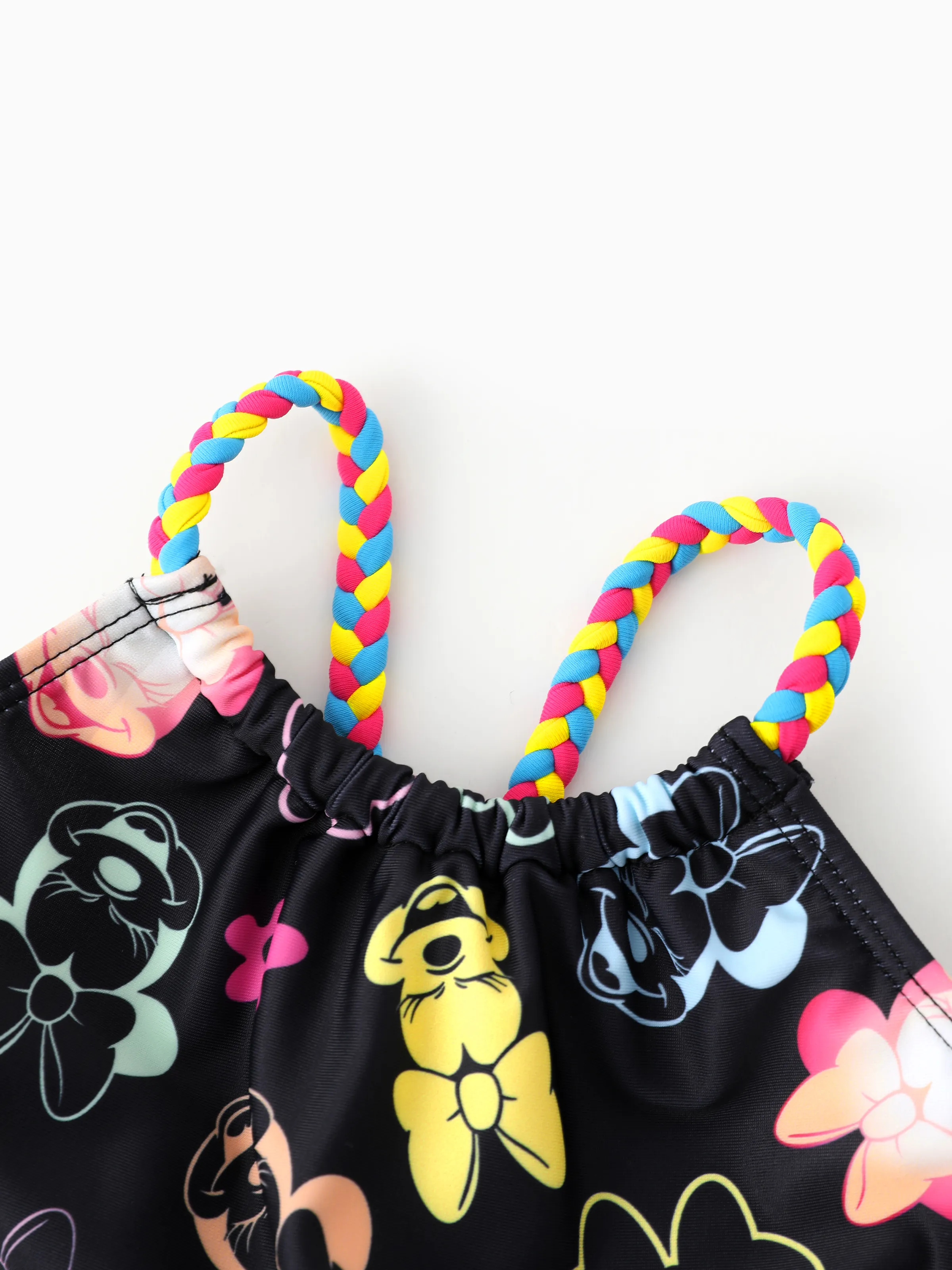 Disney Mickey and Friends Toddler/Kid Girl Minnie Mouse UPF50+ Floral Print Swimsuit Black - Image 4