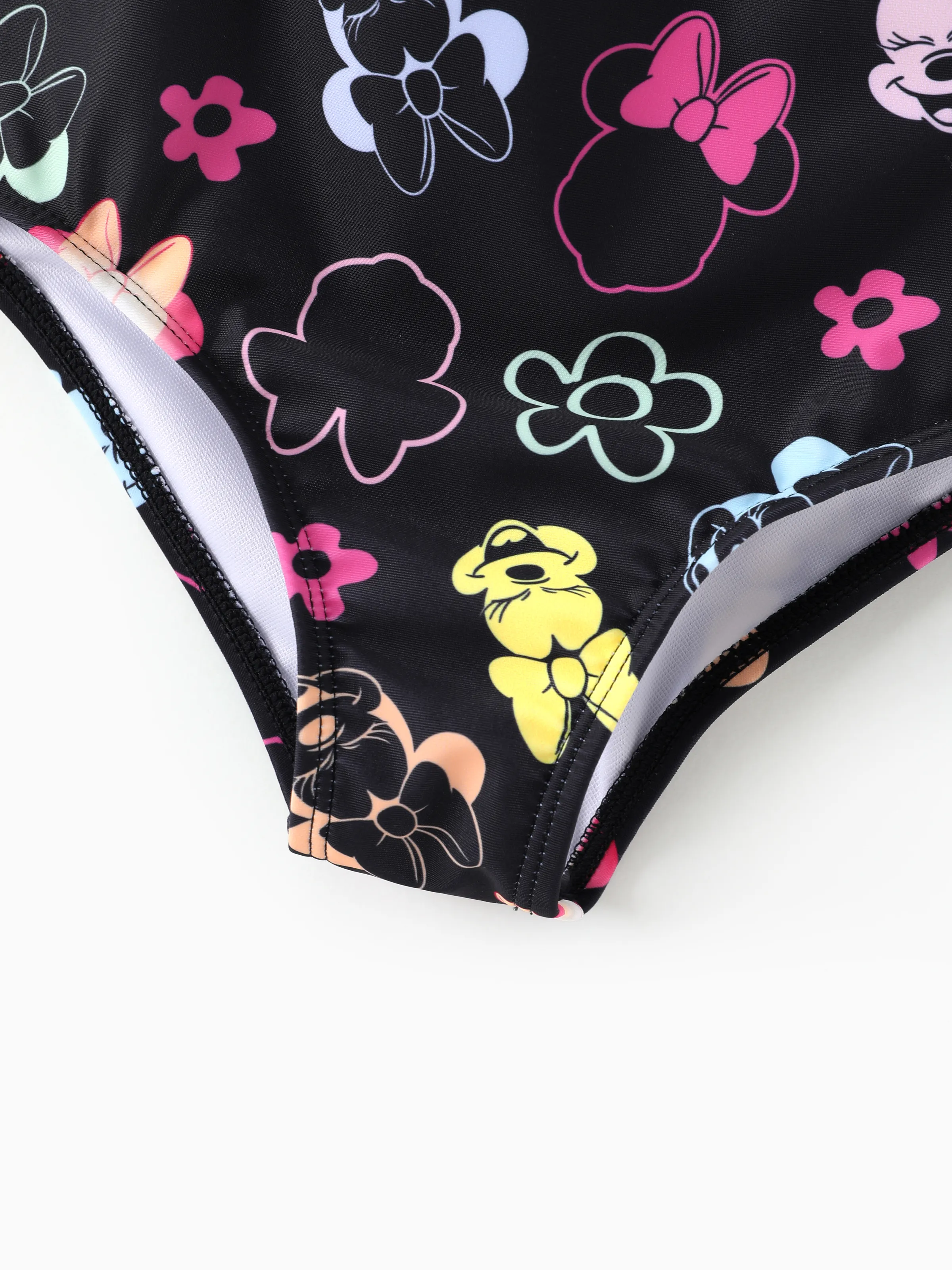 Disney Mickey and Friends Toddler/Kid Girl Minnie Mouse UPF50+ Floral Print Swimsuit Black - Image 6