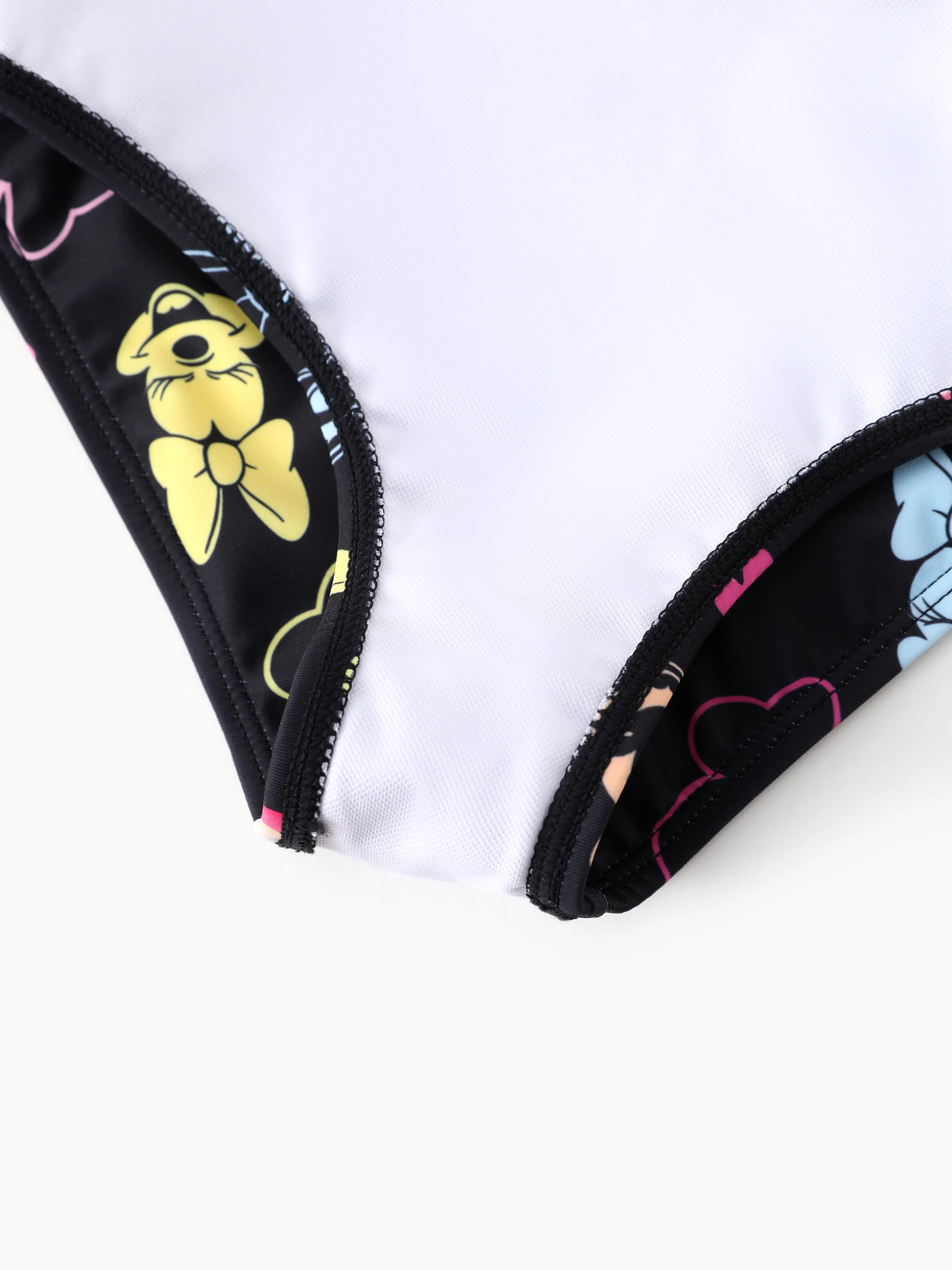 Disney Mickey and Friends Toddler/Kid Girl Minnie Mouse UPF50+ Floral Print Swimsuit Black - Image 7