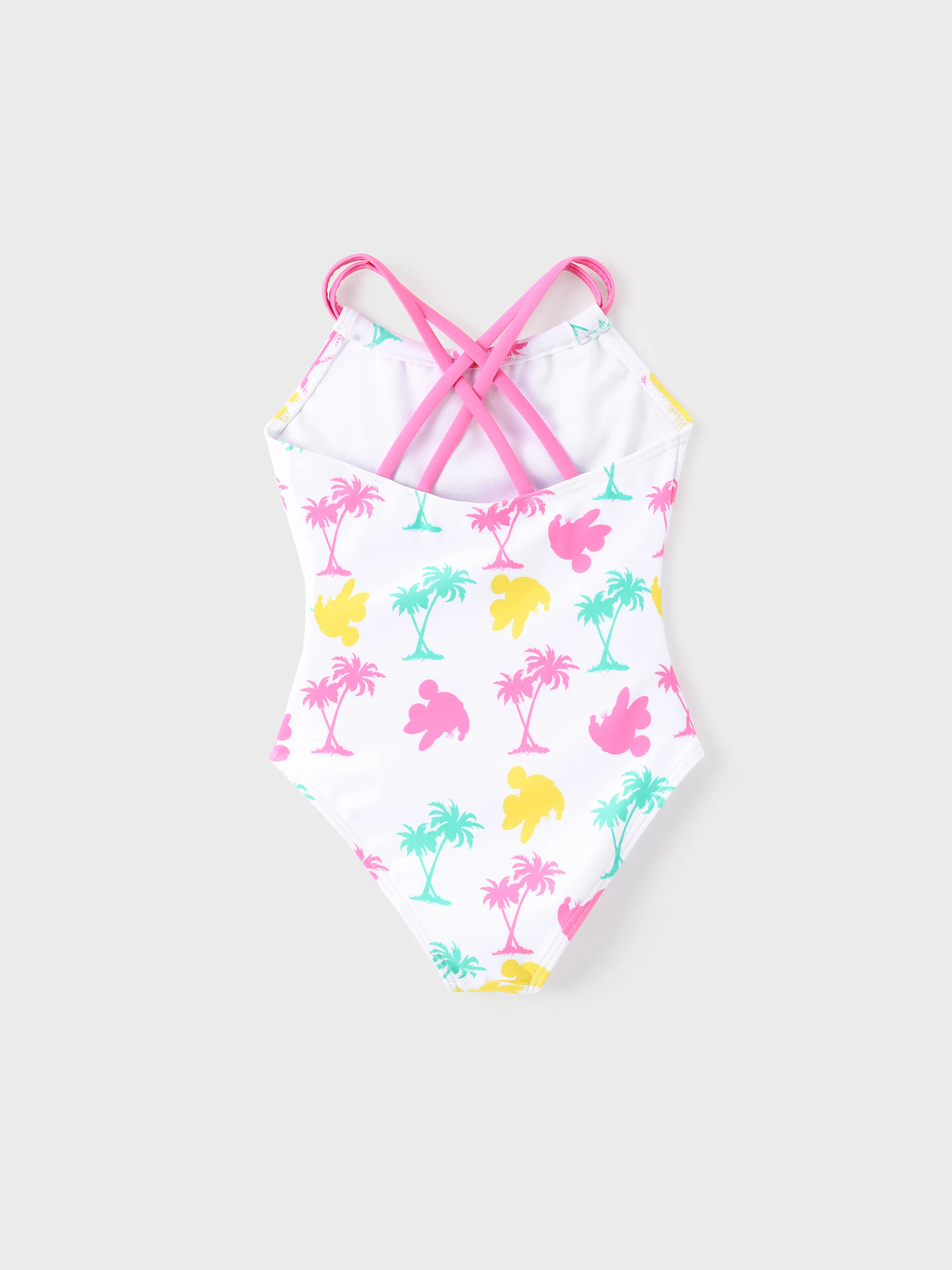 Disney Mickey and Friends Toddler/Kid Girl 1pc Minnie Mouse Floral Print UPF 50+ Swimsuit White - Image 3