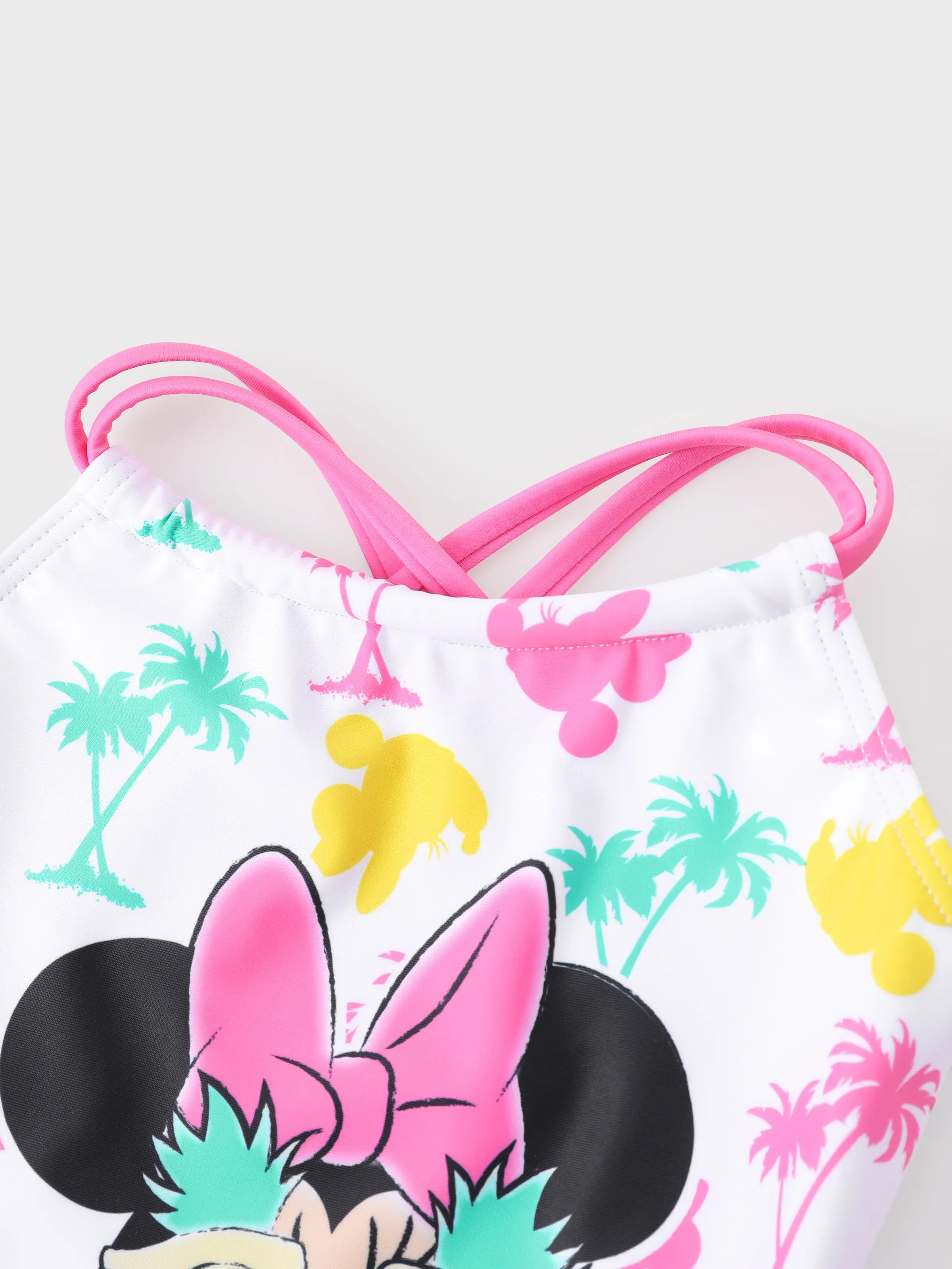Disney Mickey and Friends Toddler/Kid Girl 1pc Minnie Mouse Floral Print UPF 50+ Swimsuit White - Image 4