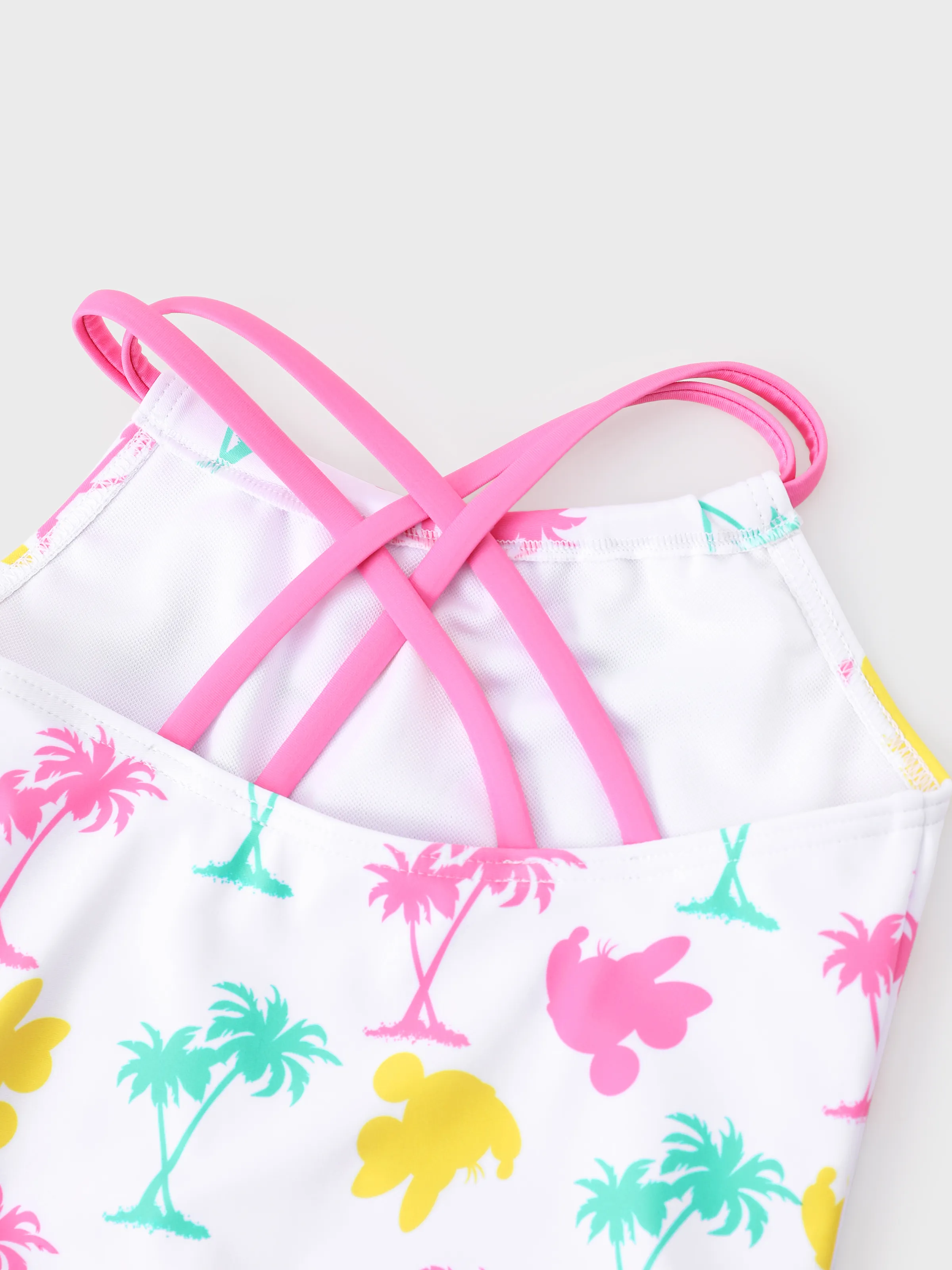 Disney Mickey and Friends Toddler/Kid Girl 1pc Minnie Mouse Floral Print UPF 50+ Swimsuit White - Image 5