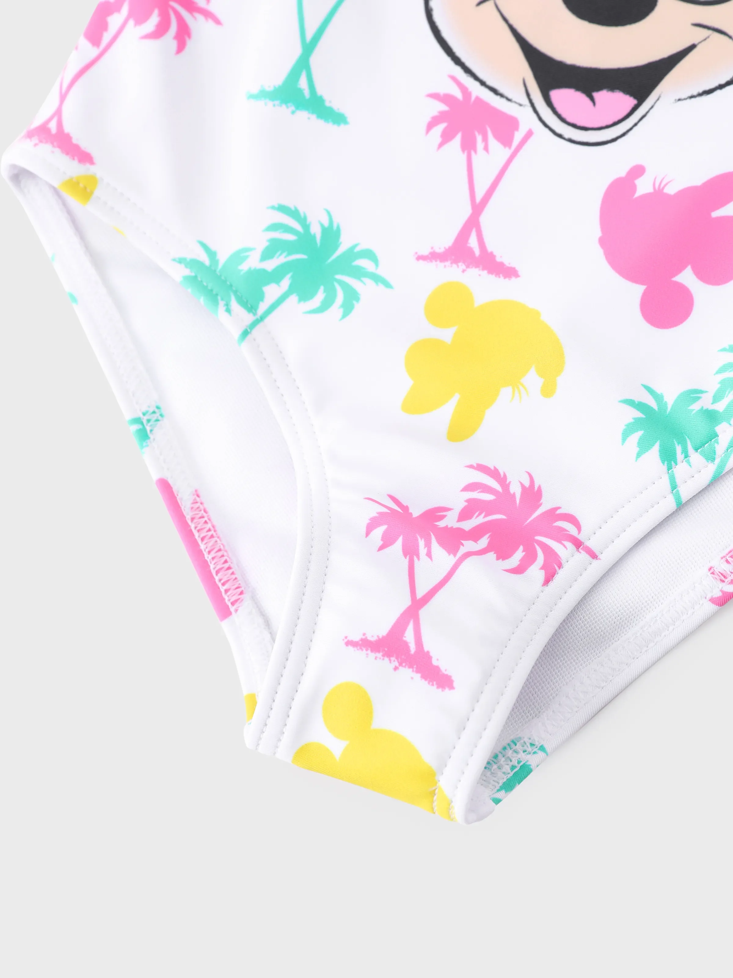 Disney Mickey and Friends Toddler/Kid Girl 1pc Minnie Mouse Floral Print UPF 50+ Swimsuit White - Image 6