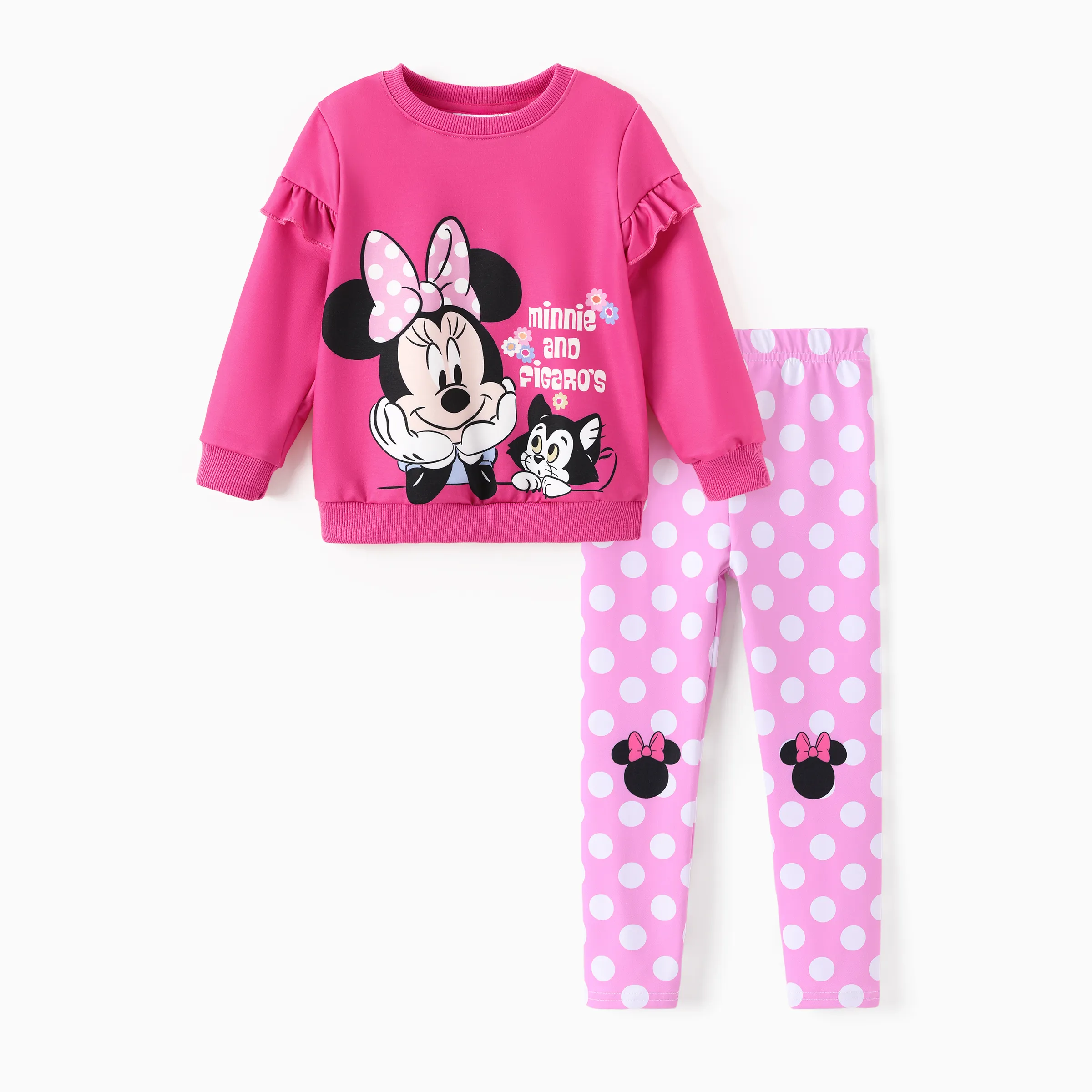 Disney Mickey and Friends Toddler/Kid Girl Minnie 2pcs Ruffled Sweatshirt and Leggings Set Hot Pink - Image 12