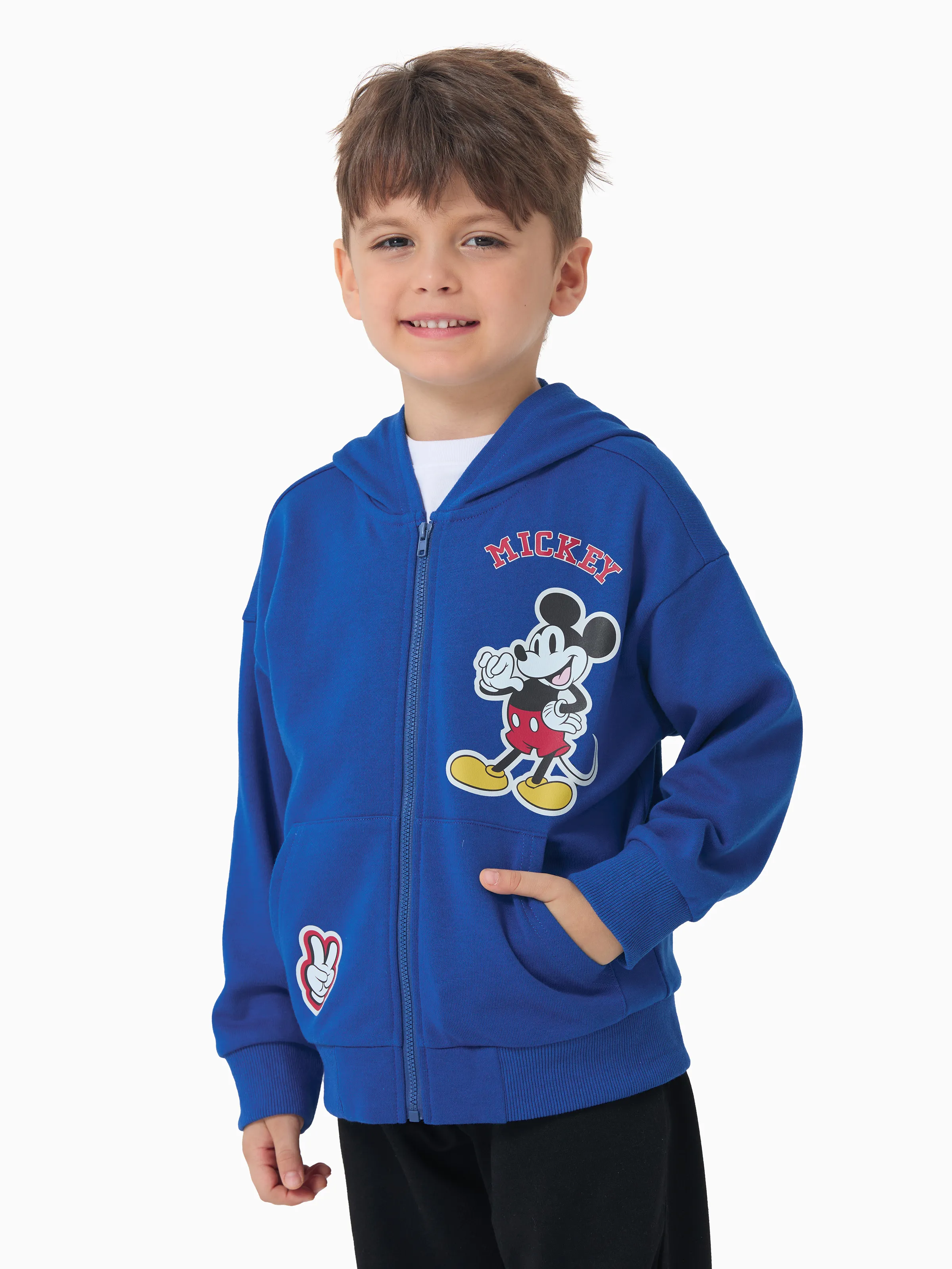 Disney Mickey and Friends Toddler/Kids Boy Mickey Mouse Argyle Pattern Hooded Jacket Blue - Image 3